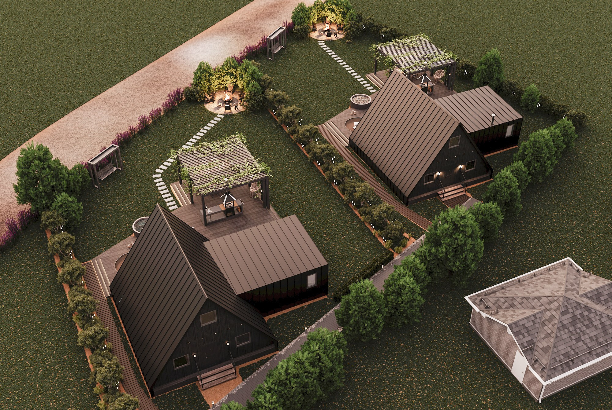 Эскизный проект двух А-фрейм домов, г. Тюмень. Дизайн интерьера и экстерьера в Санкт-Петербурге Яна Емельянова