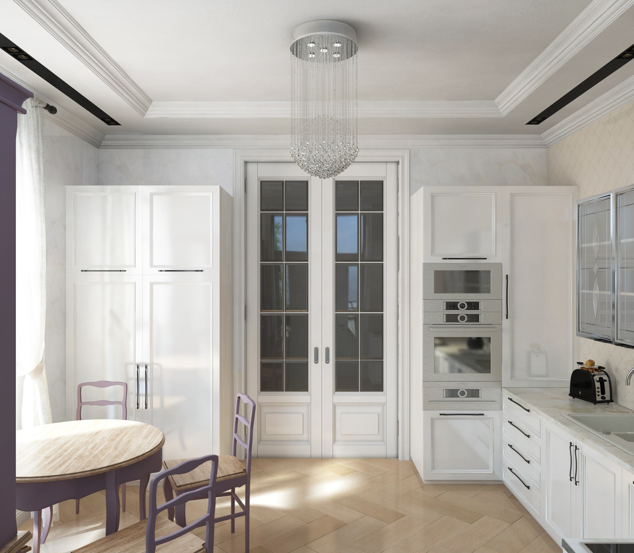 Двухэтажный дом в д. Горки, 200 м. кв. Неоклассика. Студия Дизайна интерьера Tsvetdesign. Дизайнер в Санкт-Петербурге