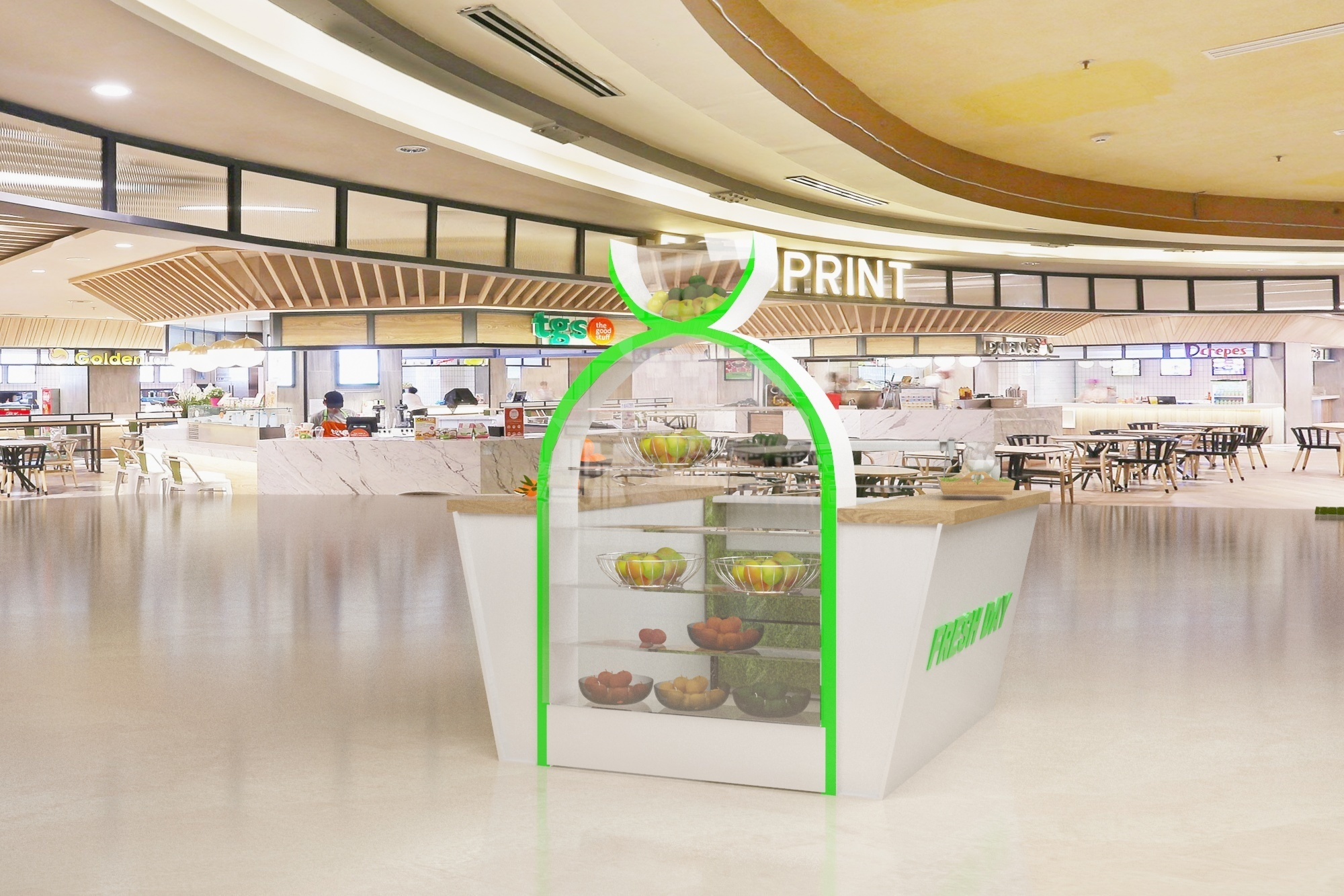 Минибар в ТЦ. Казахстан, Алматы. Эко стиль. Студия Дизайна интерьера Tsvetdesign. Дизайнер в Санкт-Петербурге