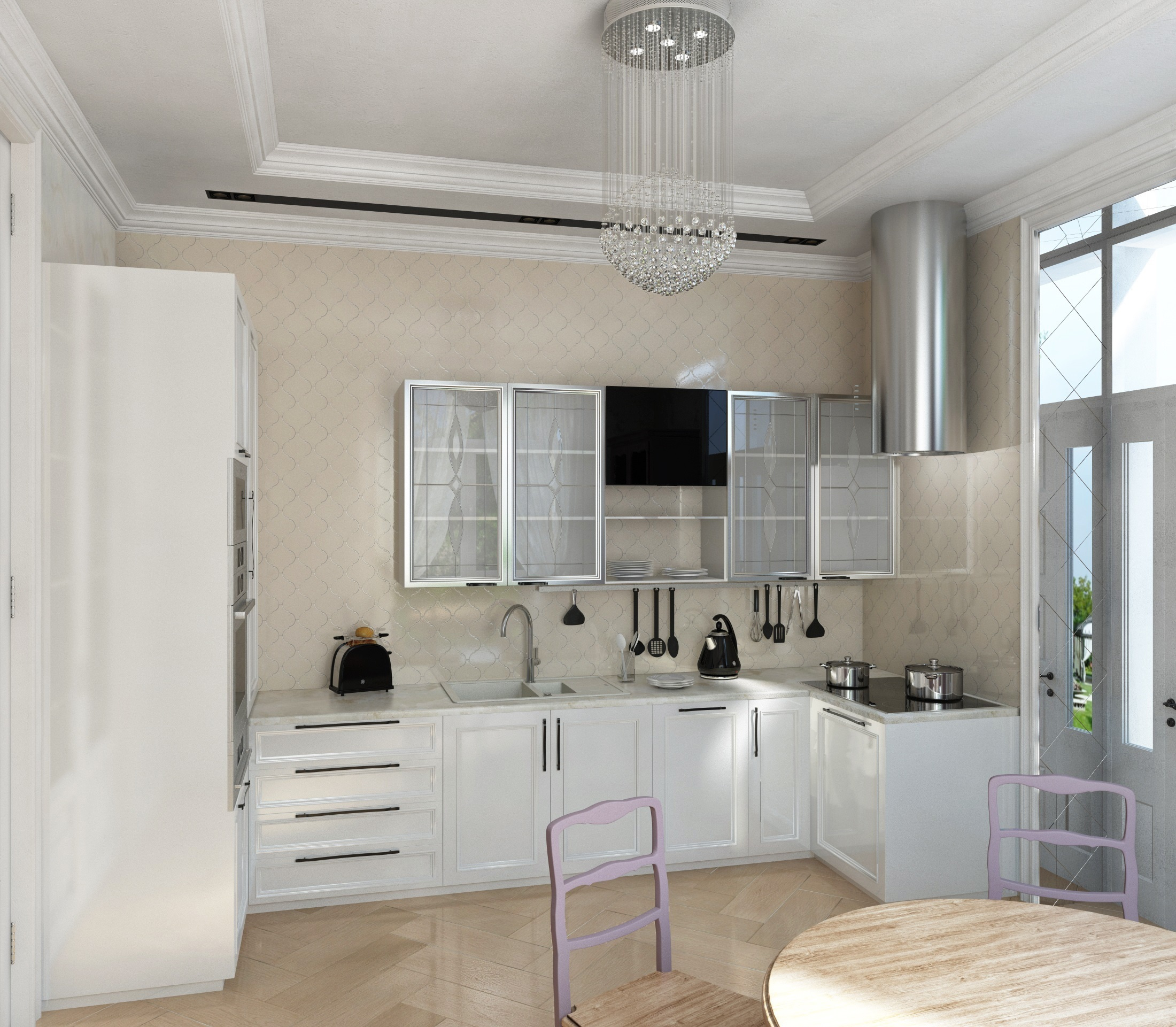 Двухэтажный дом в д. Горки, 200 м. кв. Неоклассика. Студия Дизайна интерьера Tsvetdesign. Дизайнер в Санкт-Петербурге