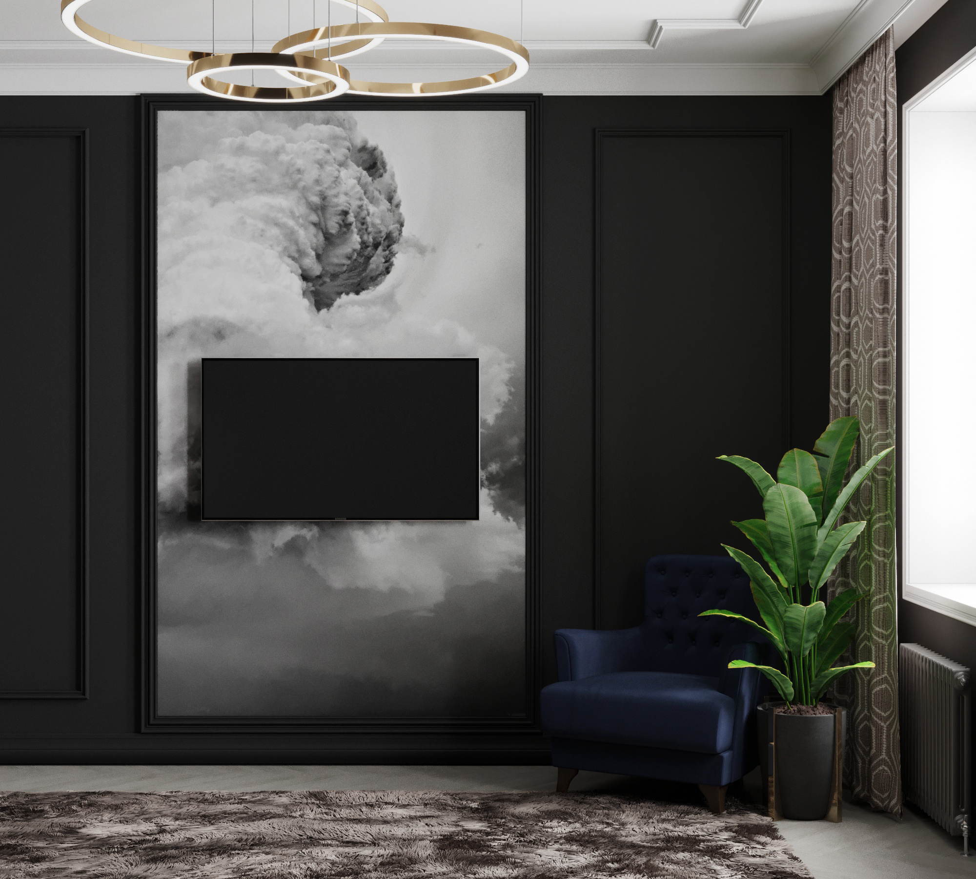 Квартира в темных тонах, Современная Классика, 70 м. кв. Студия Дизайна интерьера Tsvetdesign. Дизайнер в Санкт-Петербурге