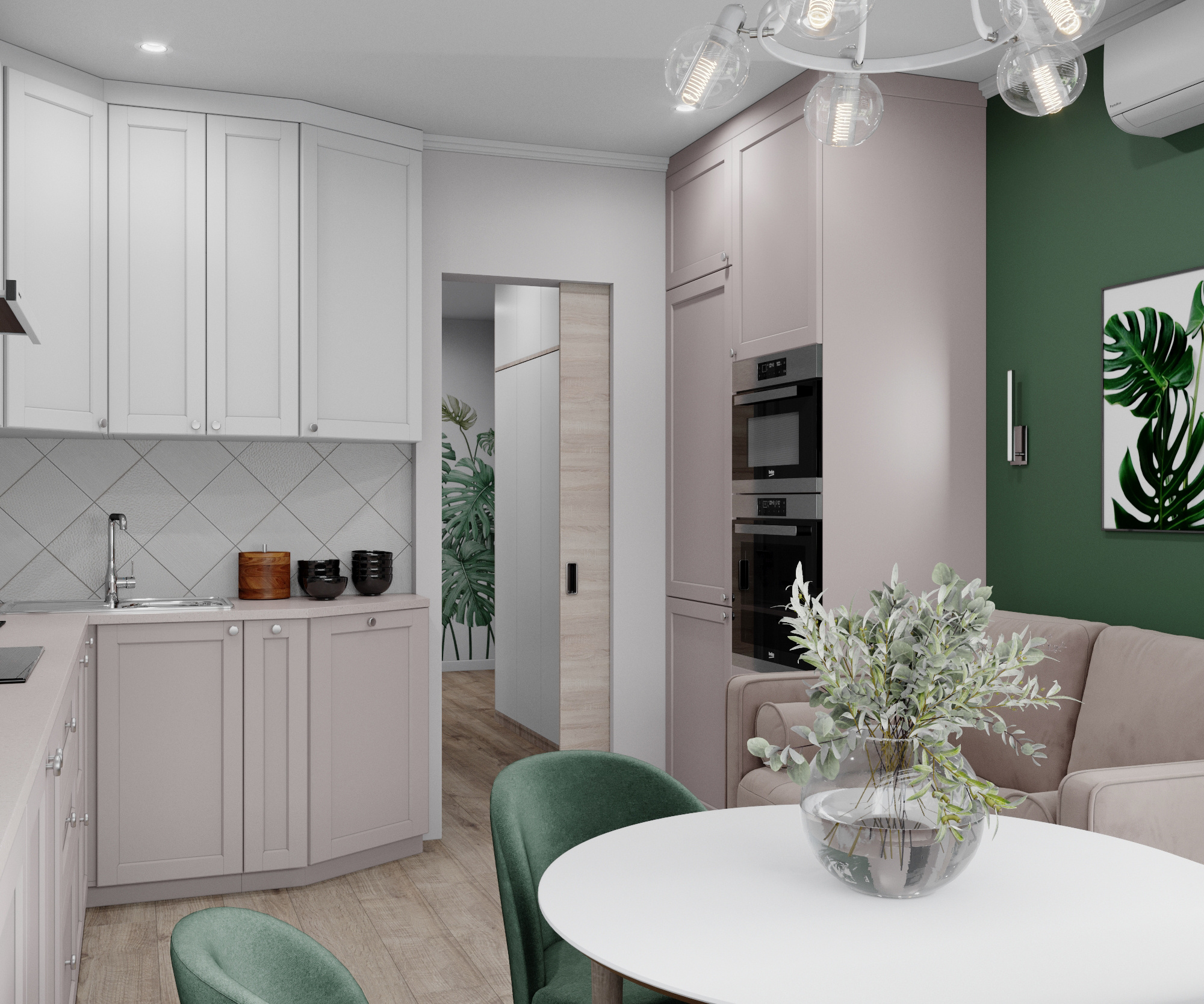 Двухкомнатная квартира 60 м.кв, Москва. Студия Дизайна интерьера Tsvetdesign. Дизайнер в Санкт-Петербурге