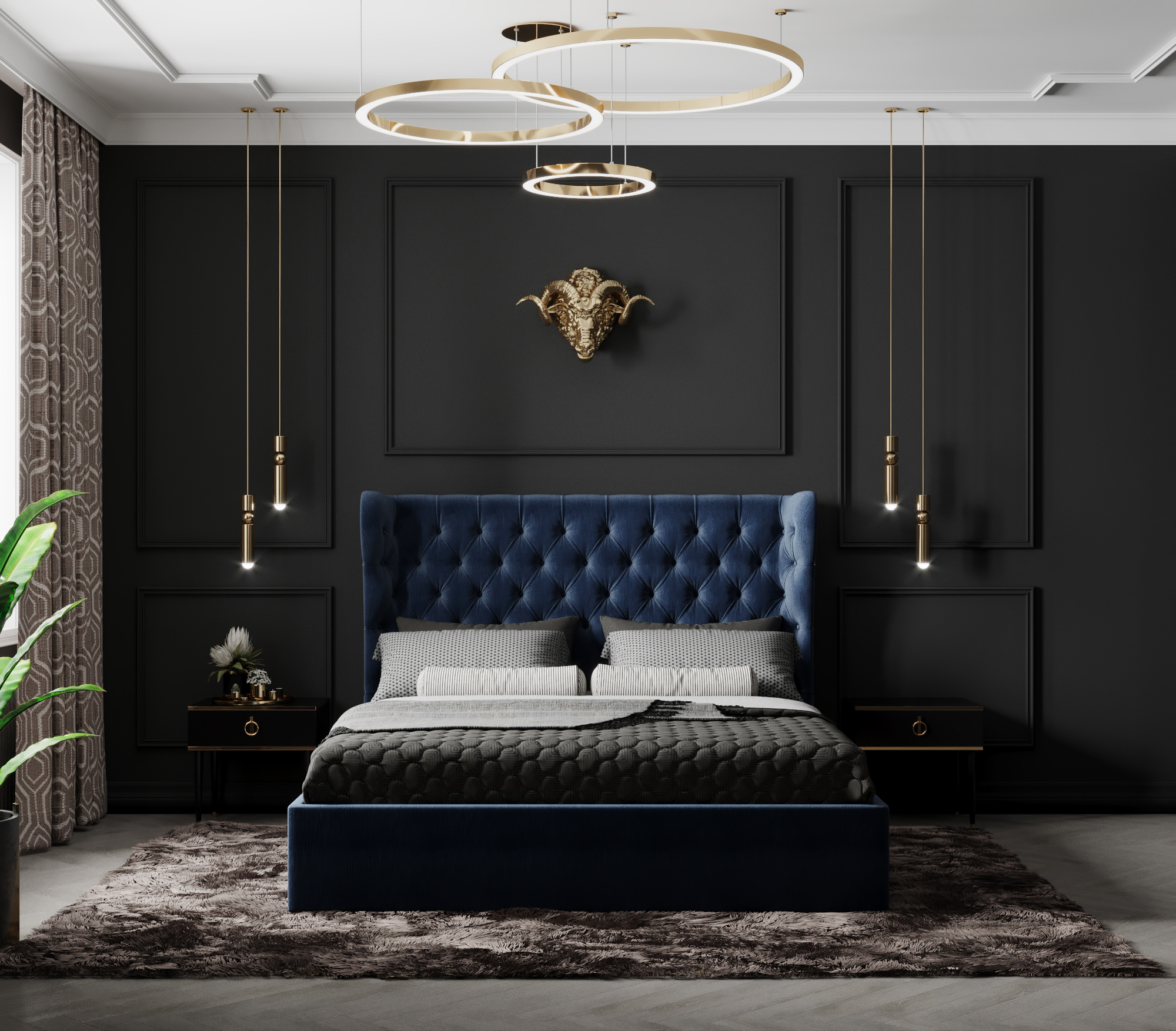 Квартира в темных тонах, Современная Классика, 70 м. кв. Студия Дизайна интерьера Tsvetdesign. Дизайнер в Санкт-Петербурге