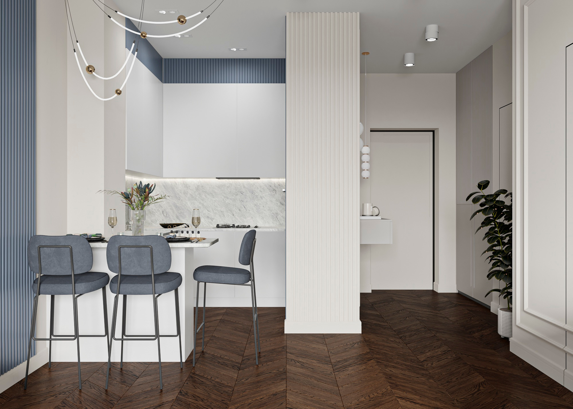 ЭРИСТРАВИ 2 (ТБИЛИСИ) 58 КВ.М. Irina Balykina — Interior 3D Visualisation