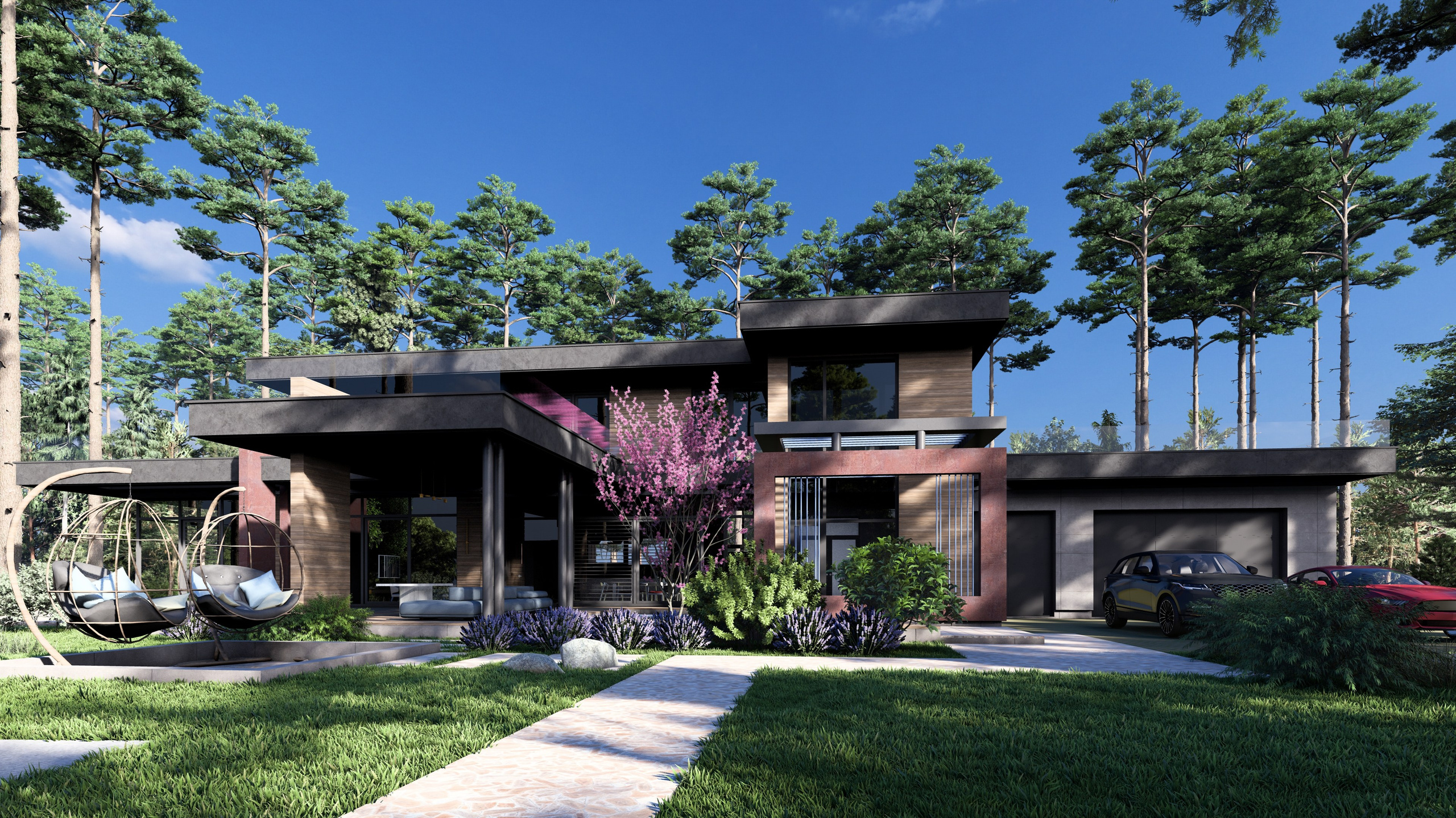 Проект " Лес " Частный дом с зоной СПА. Архитектурное проектирование