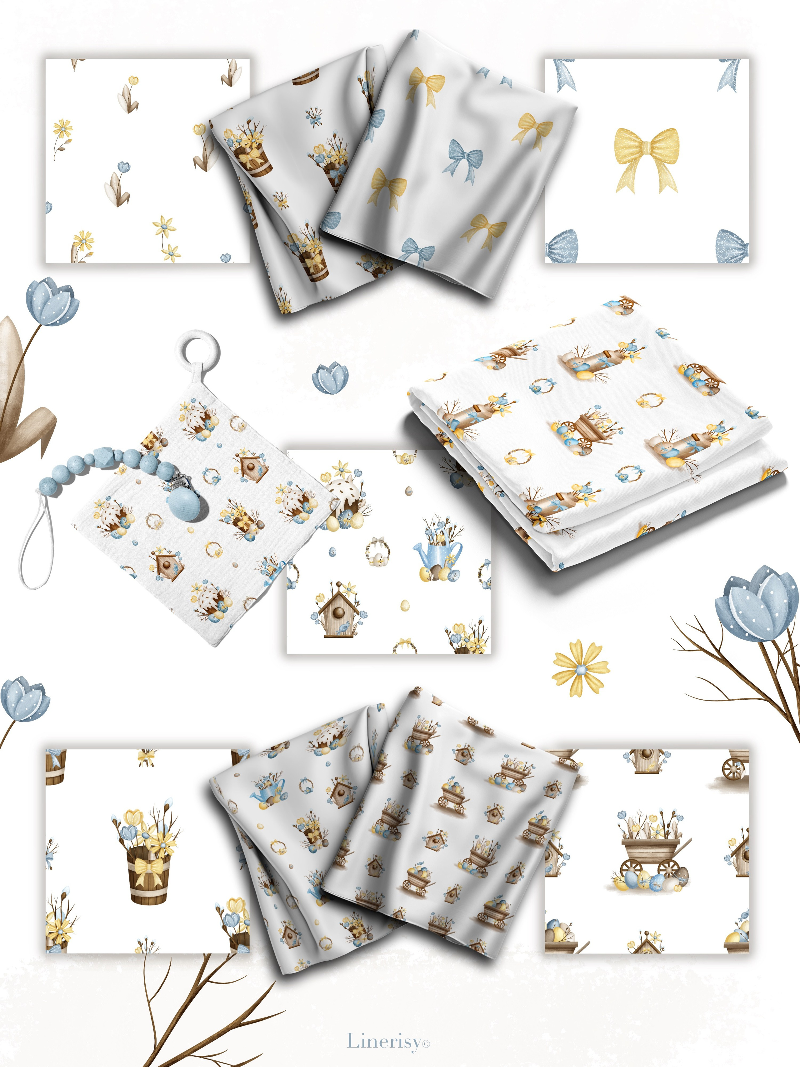 Коллекция «Светлая Пасха» — графические иллюстрации, композиции, постеры, открытки, фреймы и бесшовные паттерны,. Художник-иллюстратор Евгения Бекренёва