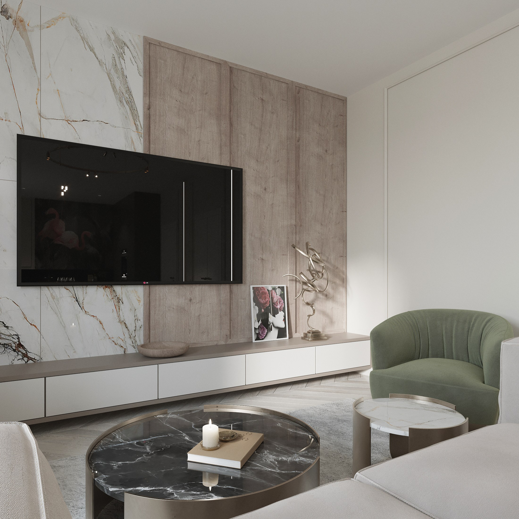 Two-Story House Interior Design — Modern Elegance with Classic Touches. 3D INTERIOR AND ARCHITECTURE VISUALIZATION