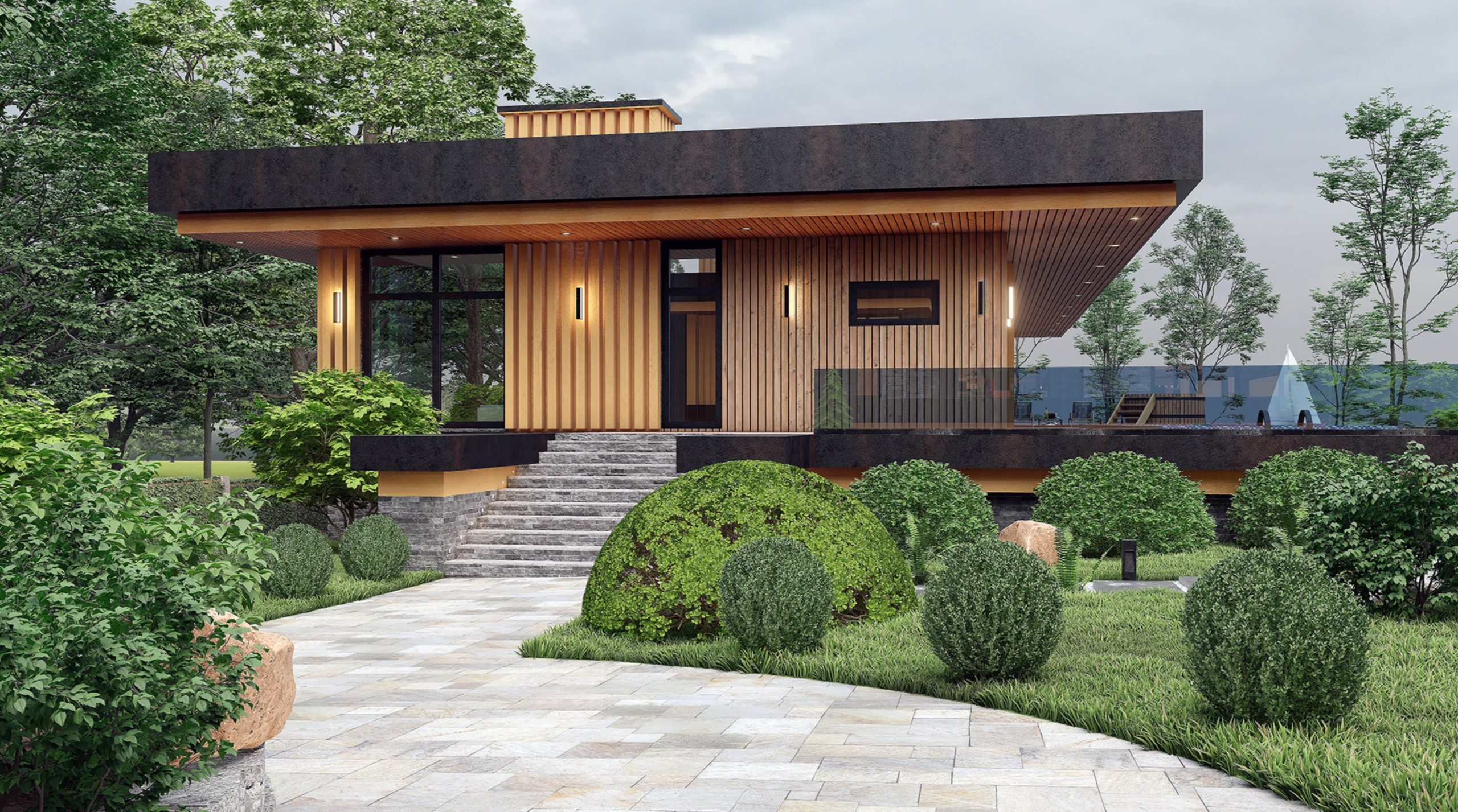 Банный комплекс с гаражом и бассейном в Твери. Архитектор Касаткин и Партнёры