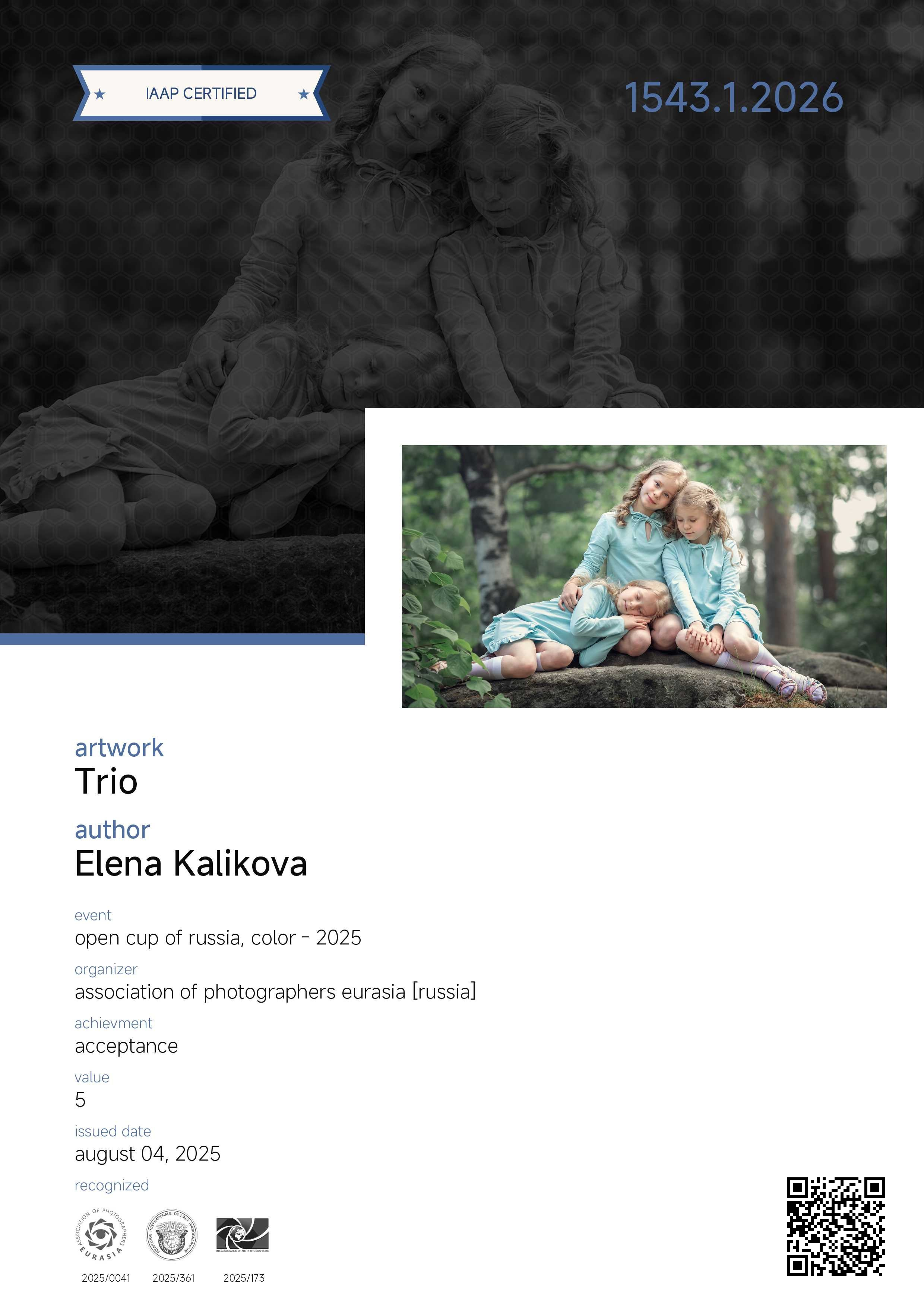 Дипломы и Награды. Семейный и детский фотограф в Екатеринбурге Каликова Елена