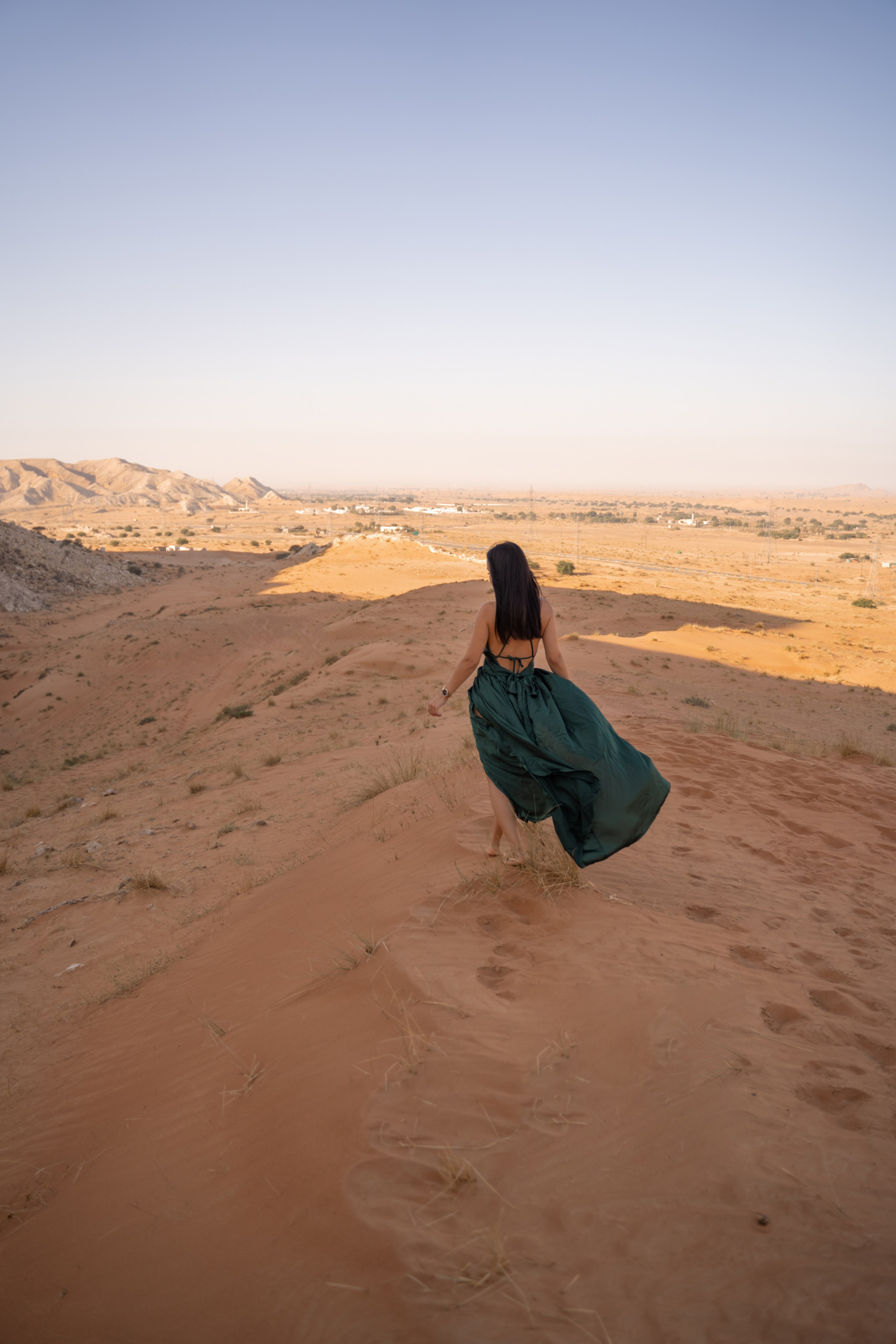 Flying dress in desert