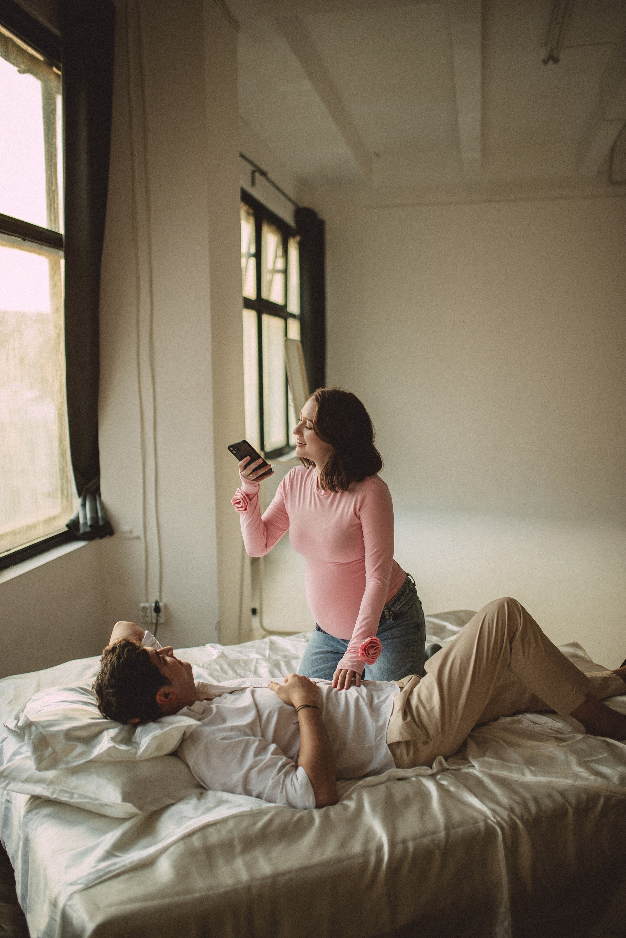 Фотосессия беременности в фотостудии. Семейная фотосессия Бутово Москва фотограф Алина Морщагина