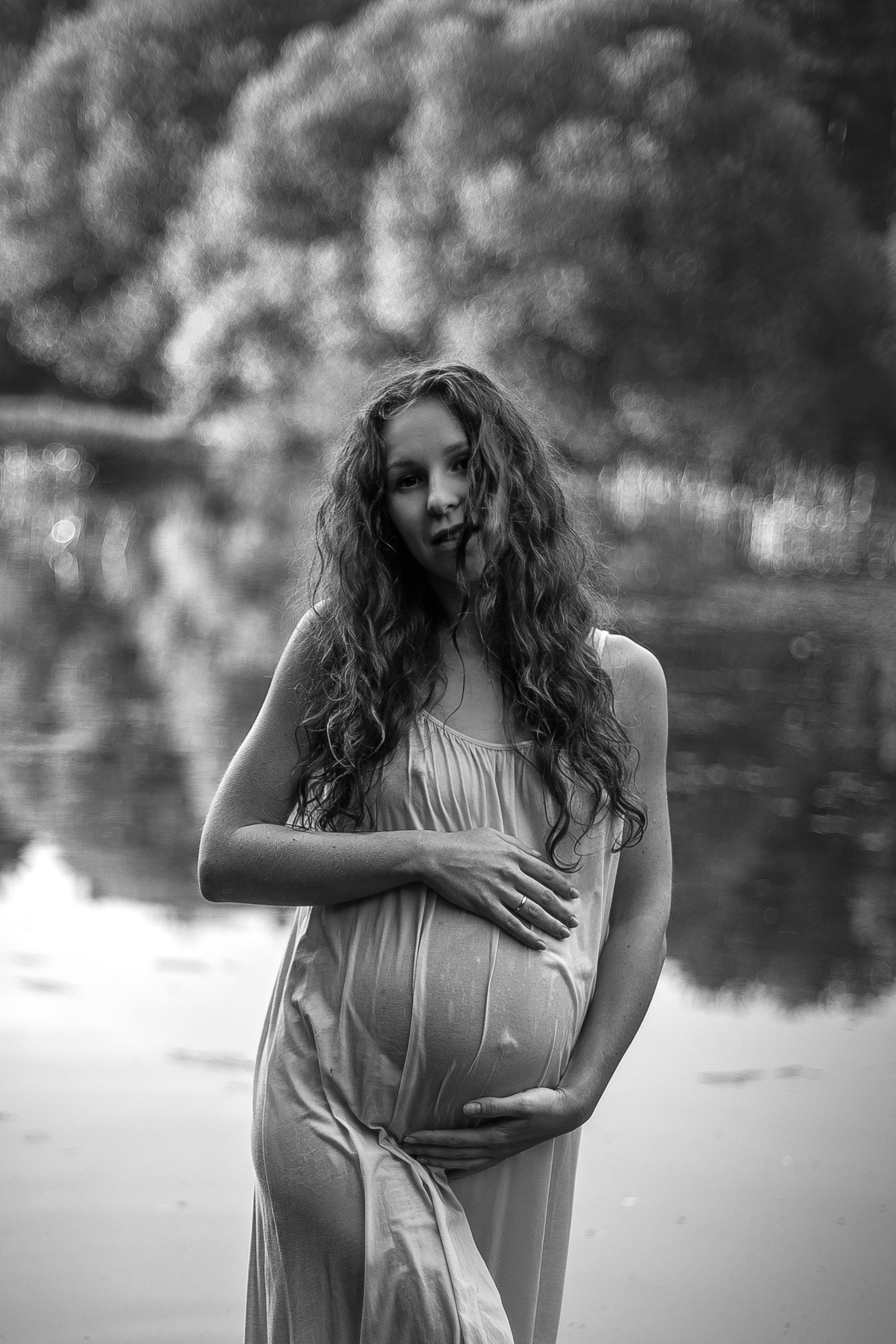 фотосессия беременности в пруду 