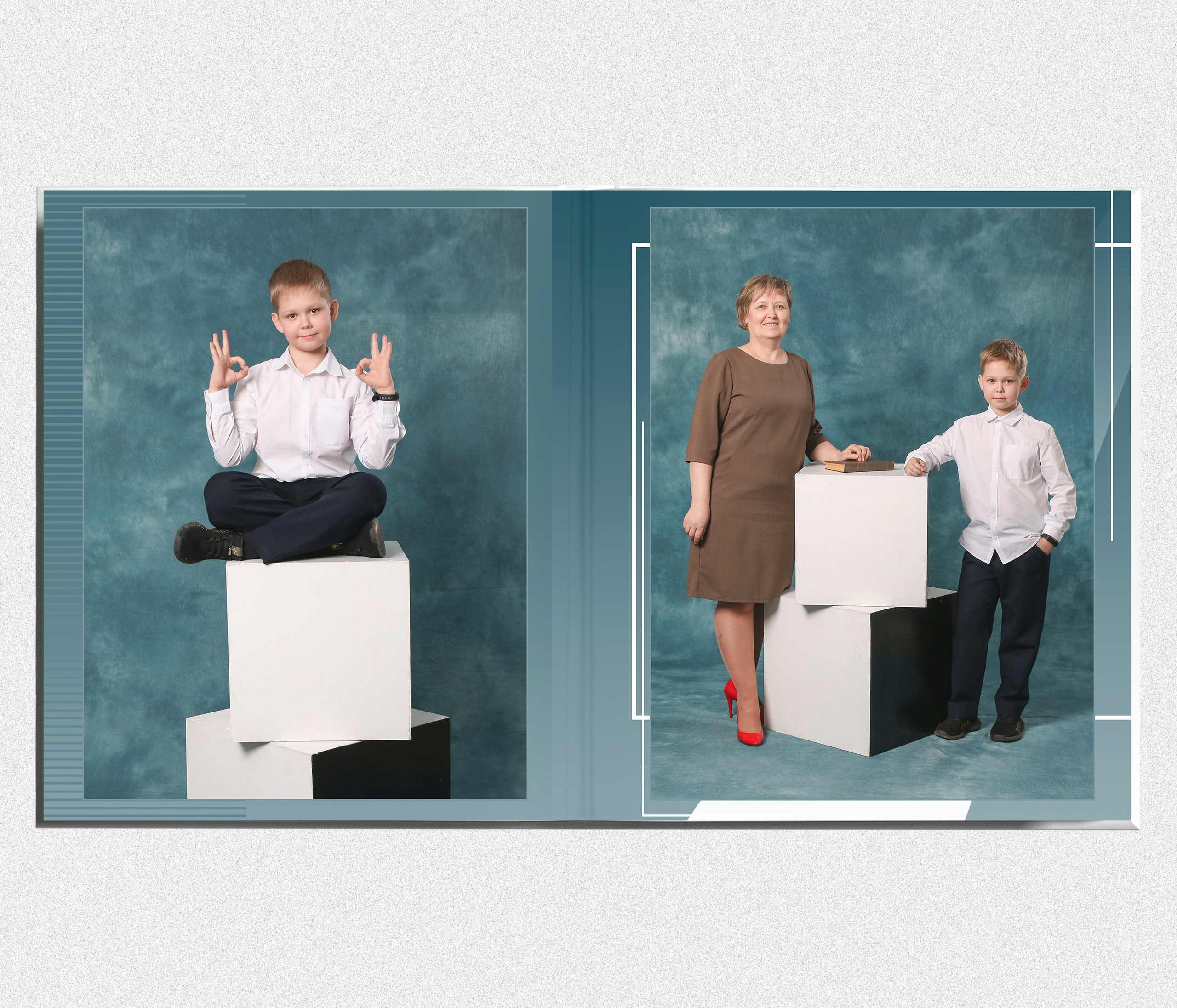 Школьный альбом "Кубы бирюза". Выпускные альбомы в Тюмени для школ, садов, вузов спортивных секций