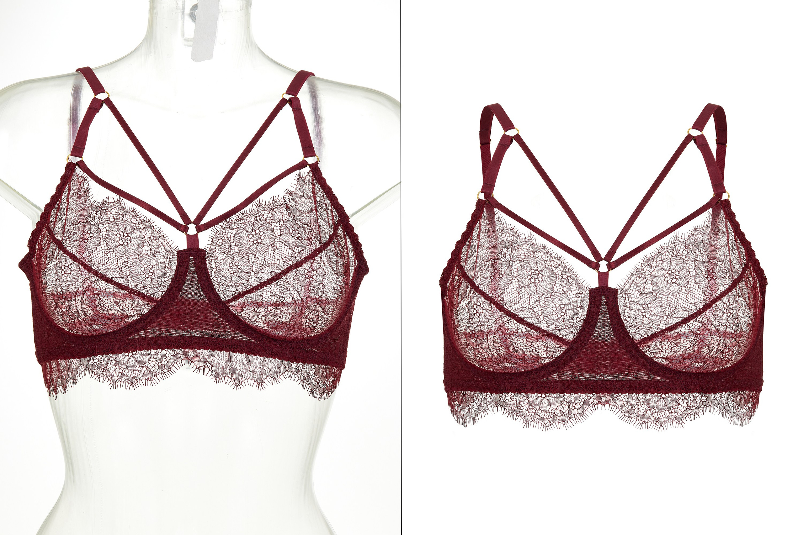 Сложная ретушь прозрачных изделий на манекене.