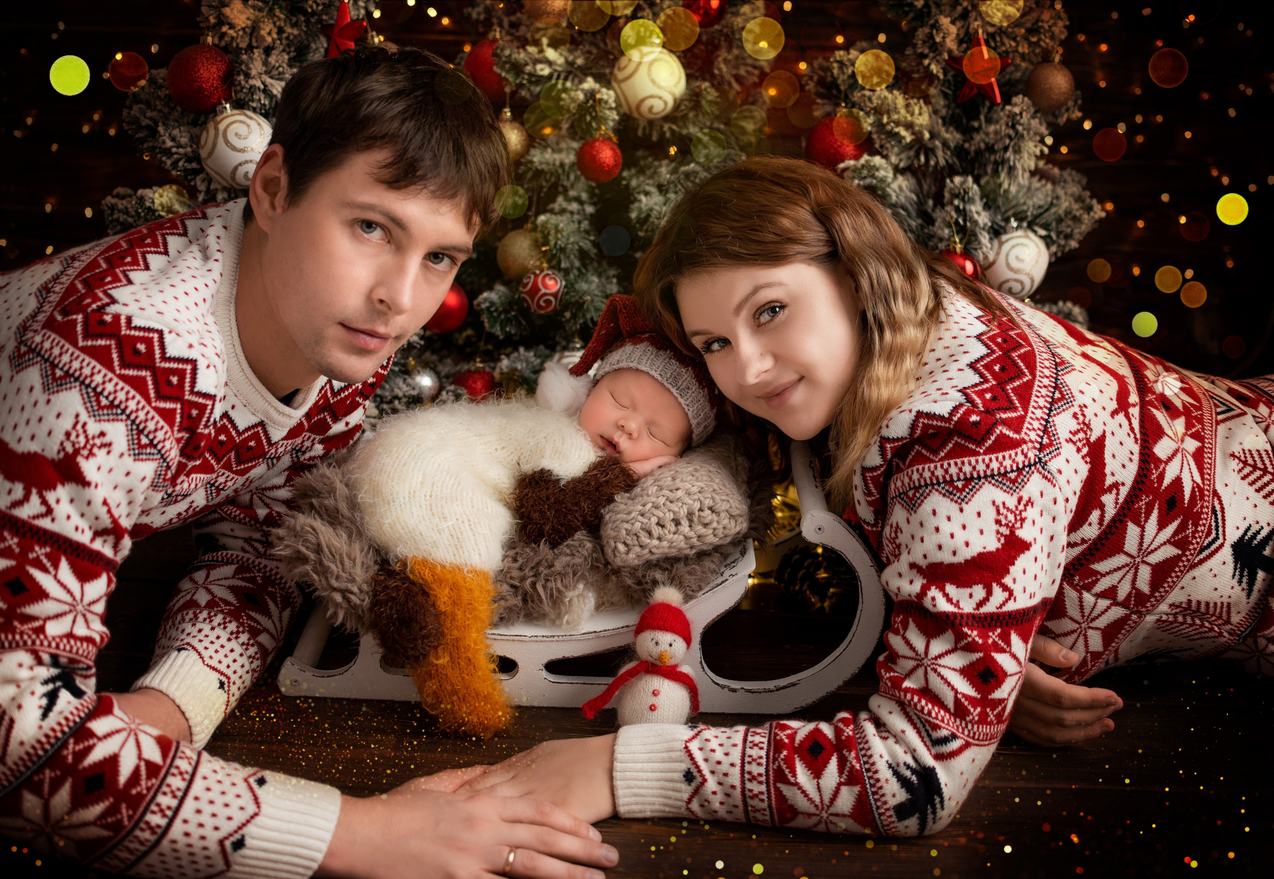 Новогодняя съёмка новорожденных в Краснодаре 2024. Фотограф новорожденных Краснодар Малышенко Надежда
