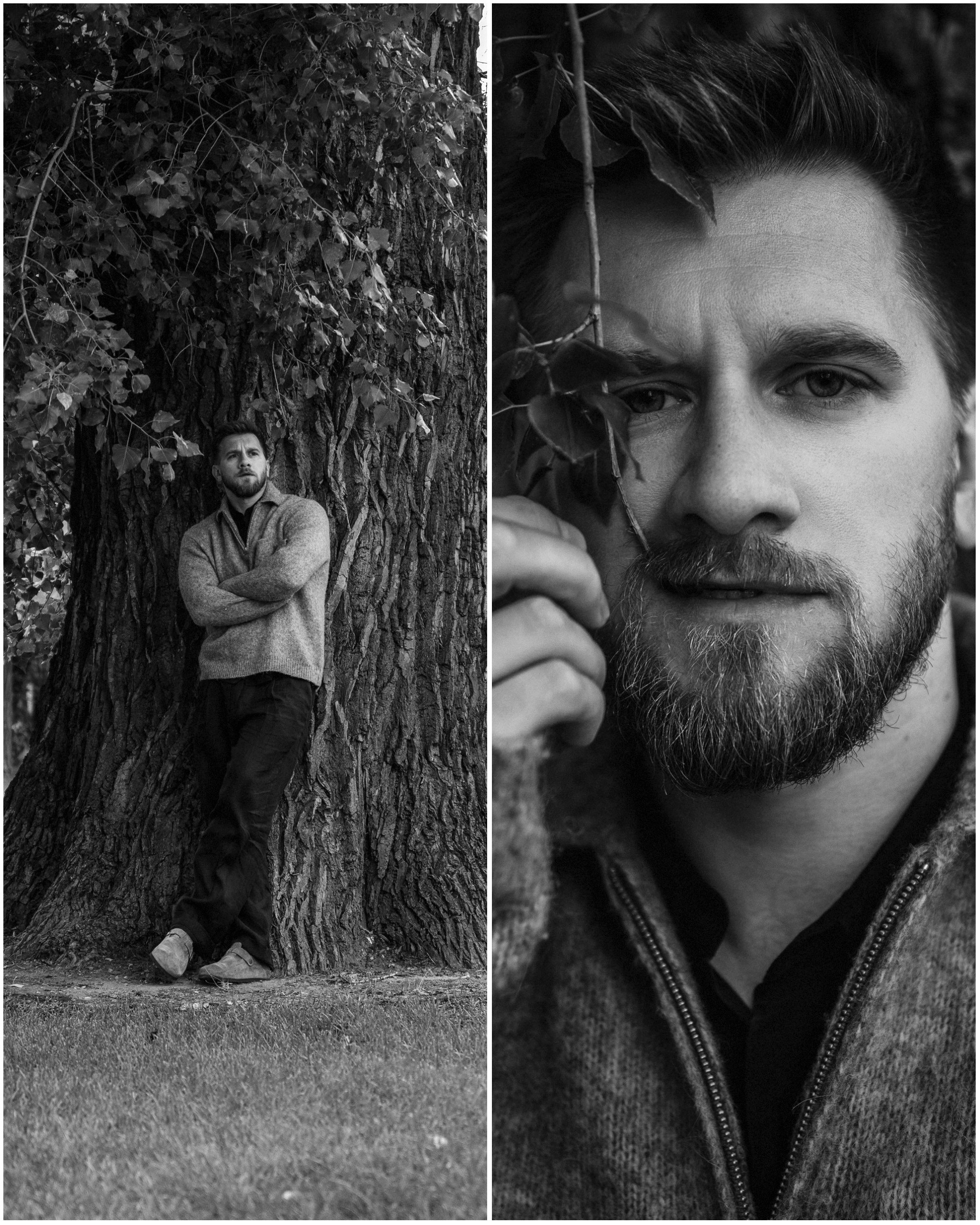 мужчина с веточкой дерева травинкой во рту