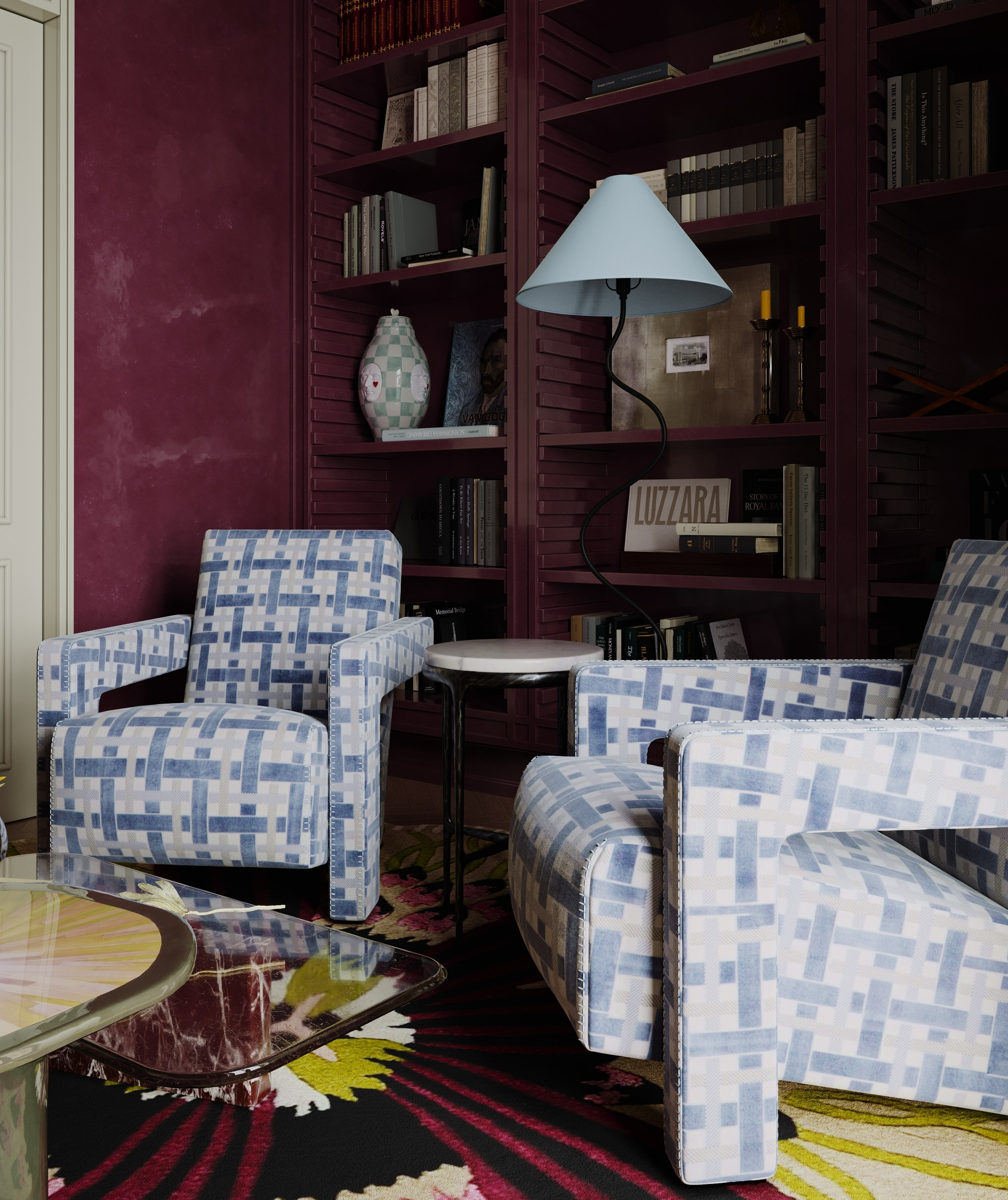 Кабинет-библиотека. 3D визуализация дизайна интерьера. 3D interior design visualizer