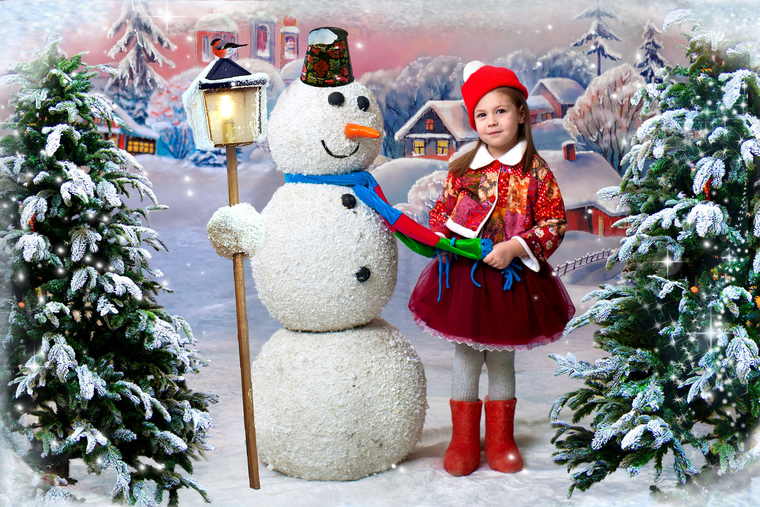 На мосту со снеговиком. Art photographer Nino