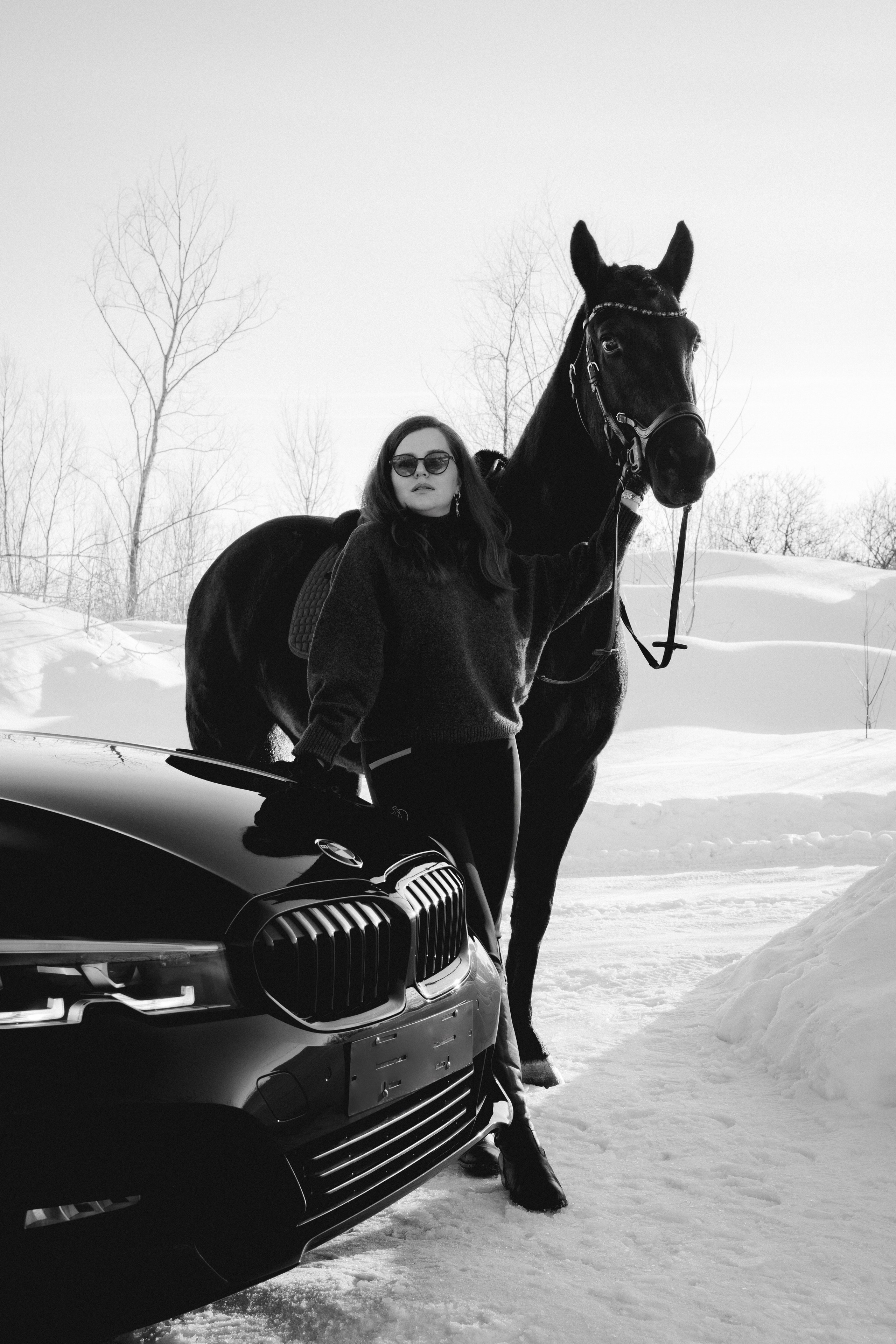 BMW G20 with horse. Автомобильный фотограф и видеограф в Новосибирске|Александра Косухина
