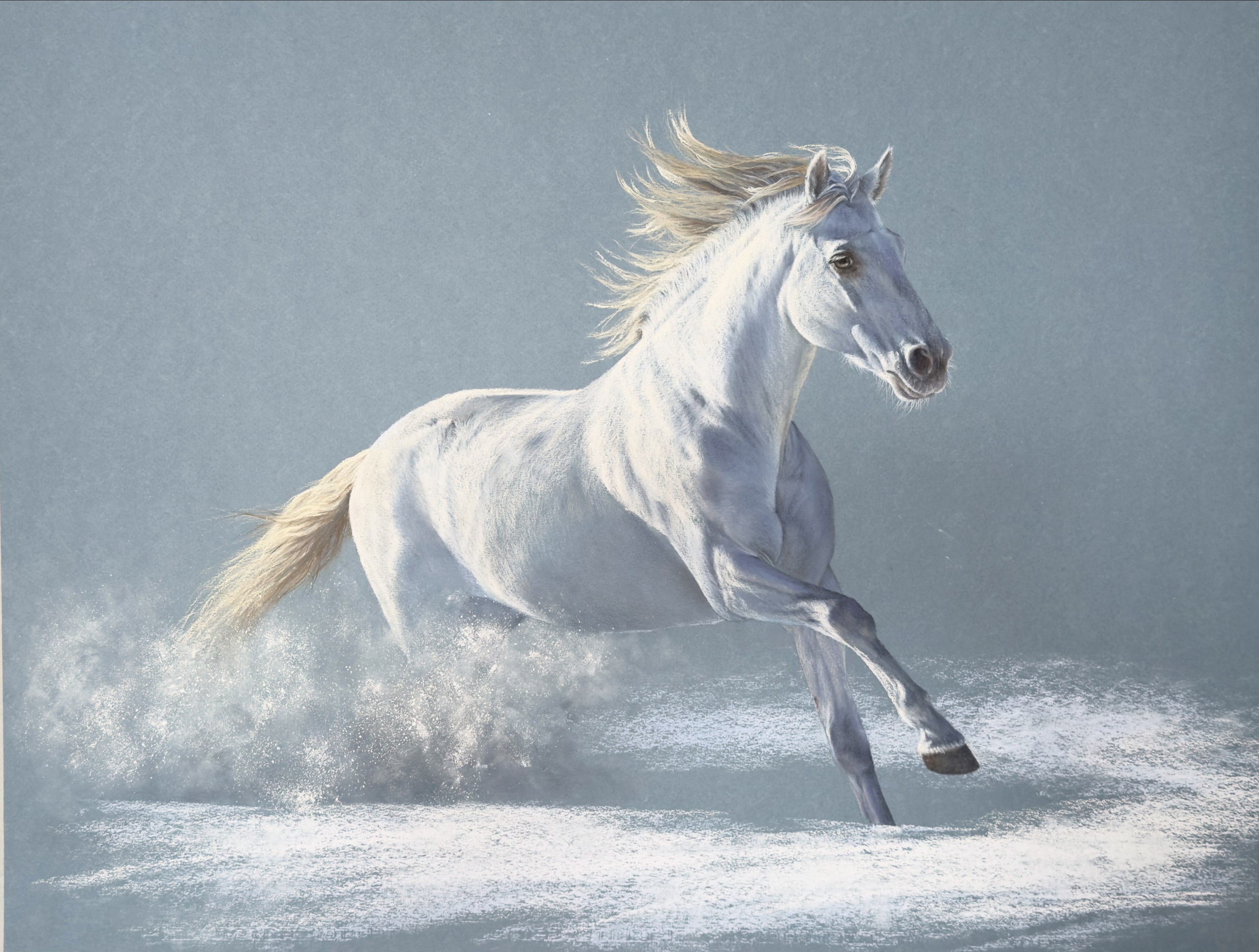 Снежный конь. Пастель, 50х65см. Работа по МК