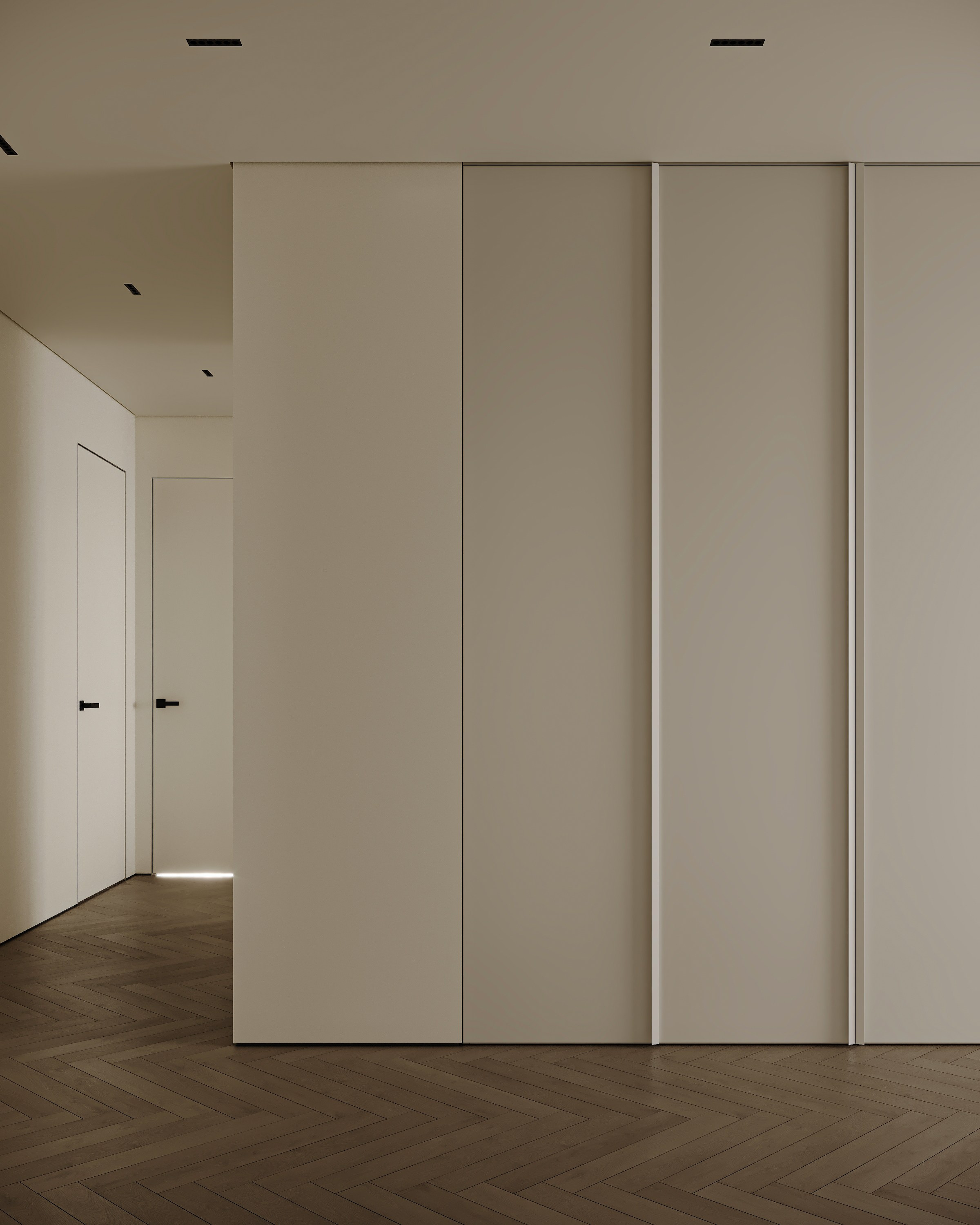 Современный коридор со встроенным шкафом в загородном доме