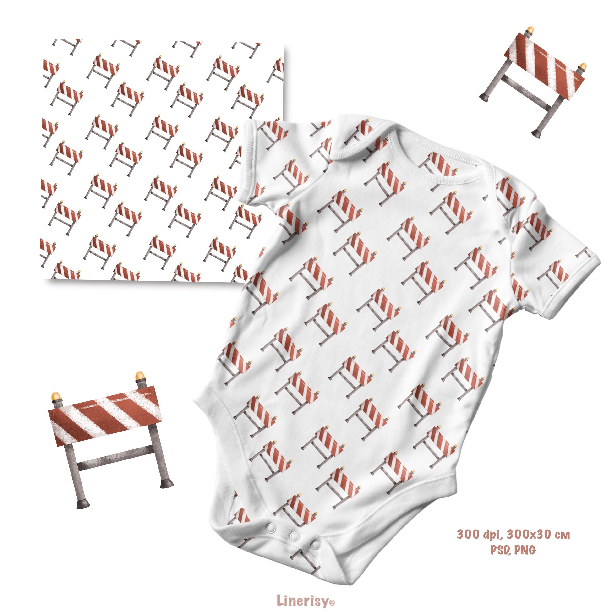 Набор бесшовных паттернов «Пожарная станция». Художник-иллюстратор Евгения Бекренёва