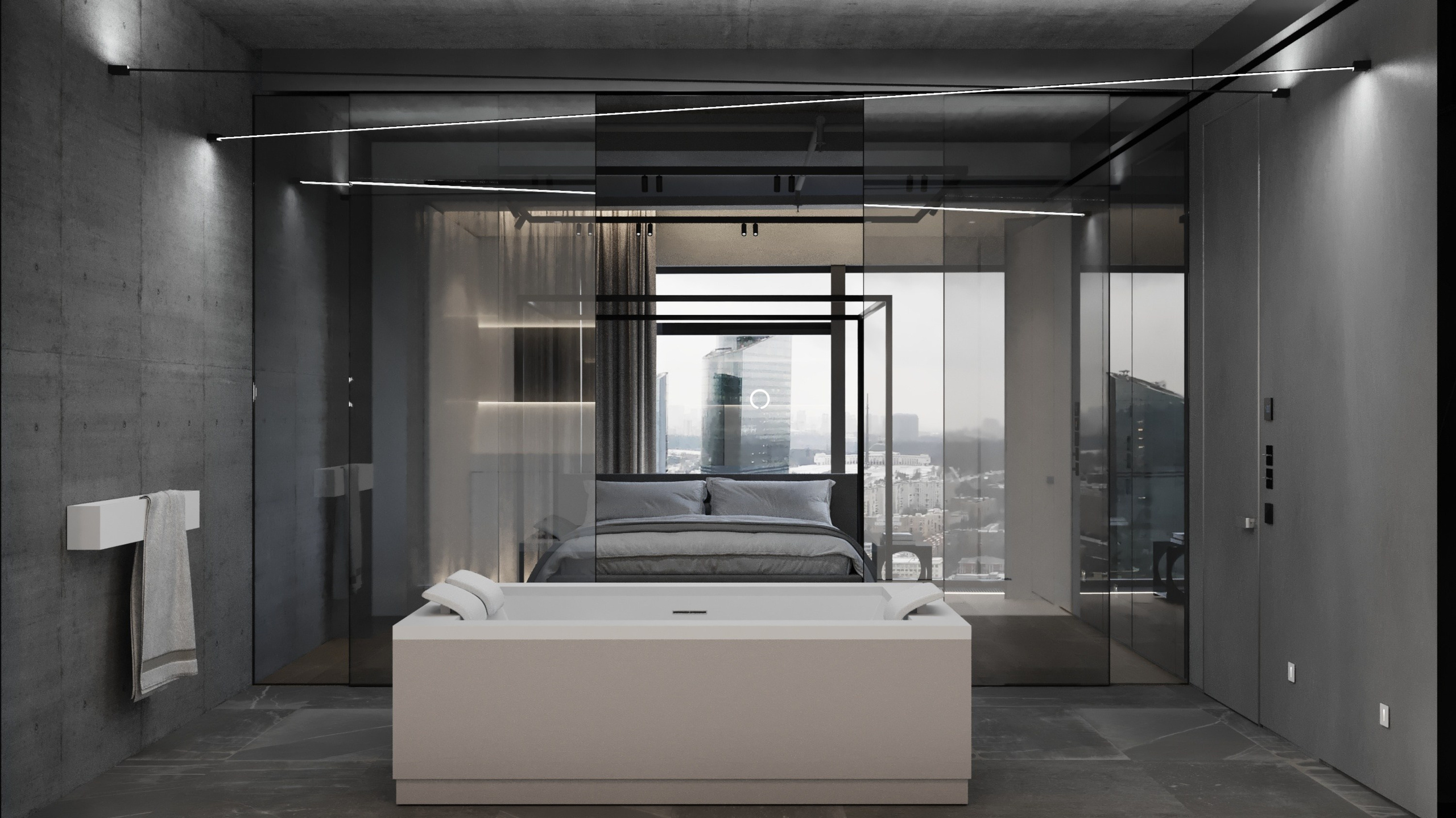 Апартаменты в небоскребе. Архитектурные интерьеры