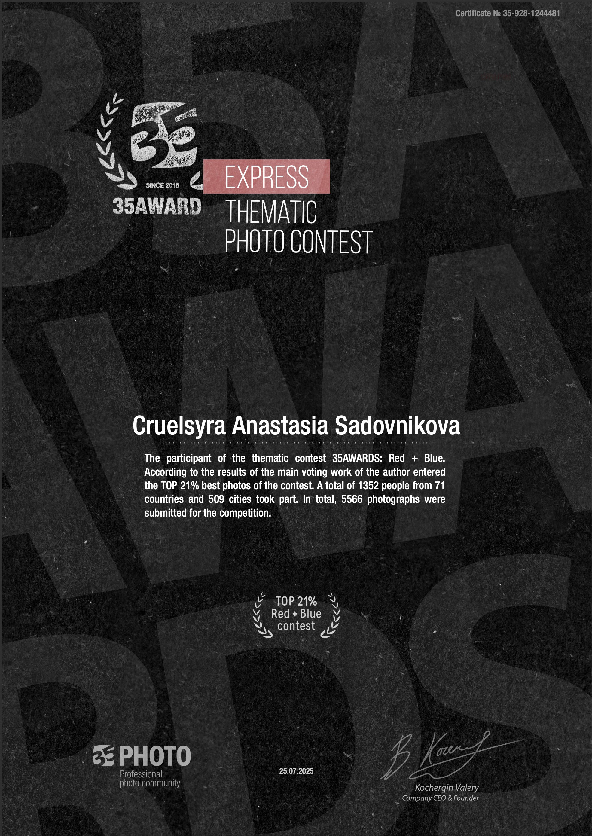 Конкурсы и награды. Cruelsyra —фотограф в Хабаровске. Портретная и фэшн съемка