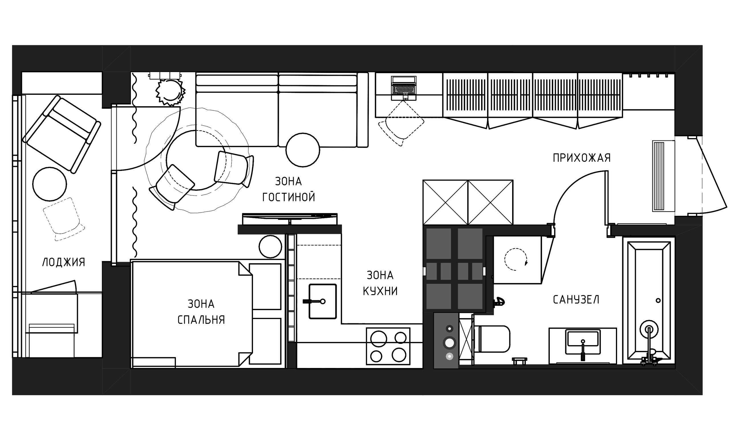 ЖК НОВАЯ БОРОВАЯ S32 м. кв. Дизайн интерьера TATA VOLK