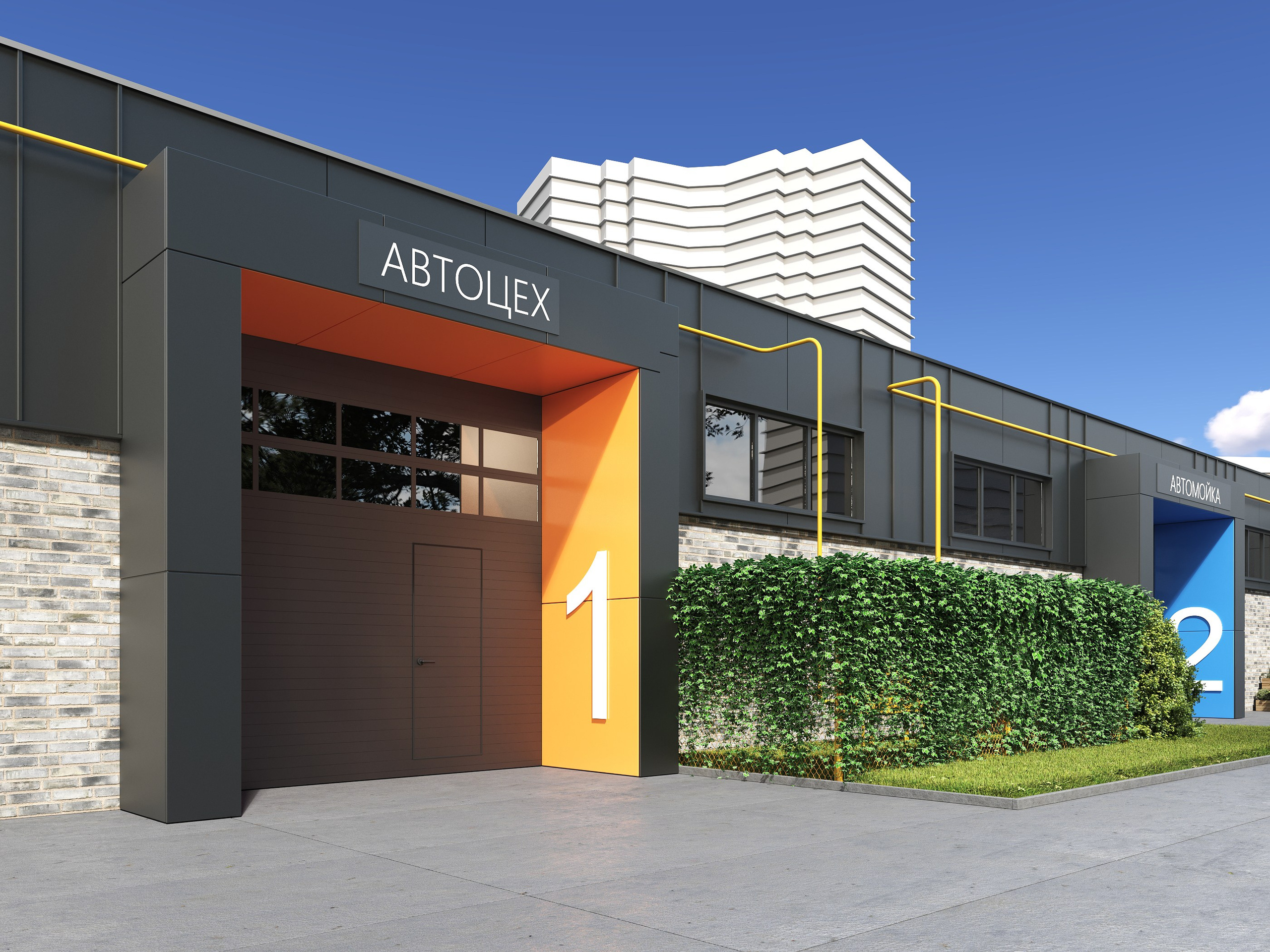 Реконструкция фасада гаражного комплекса Казань. Архитектор-дизайнер в Казани