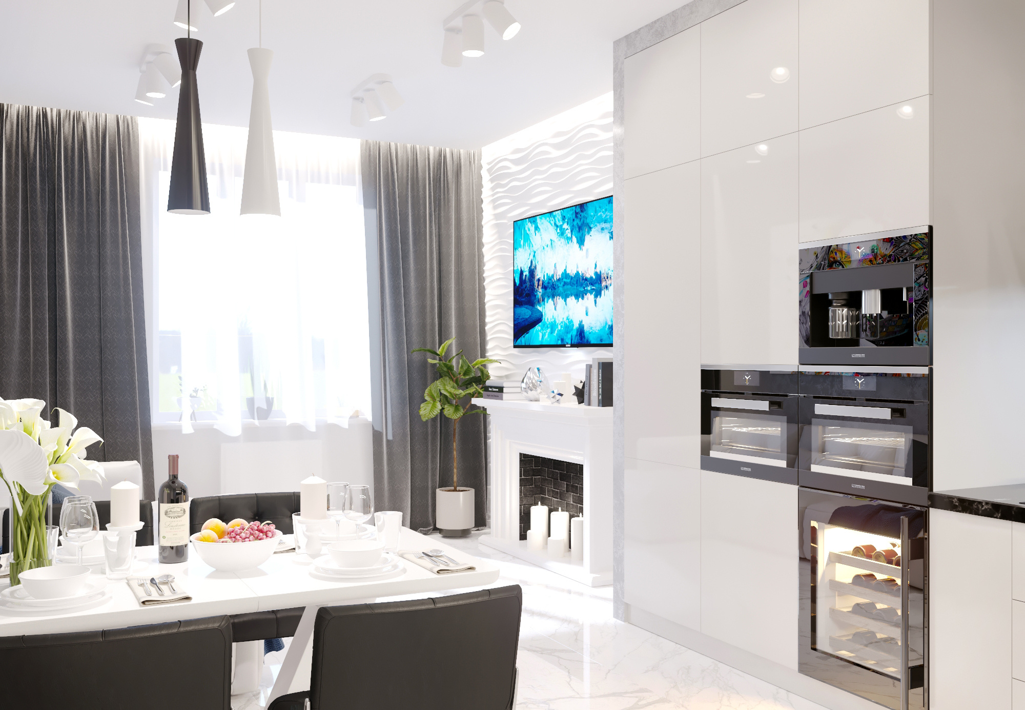 Гостиная — кухня. Intoo.ru — Дизайн интерьера в Москве. Частный дизайнер Роман Королев