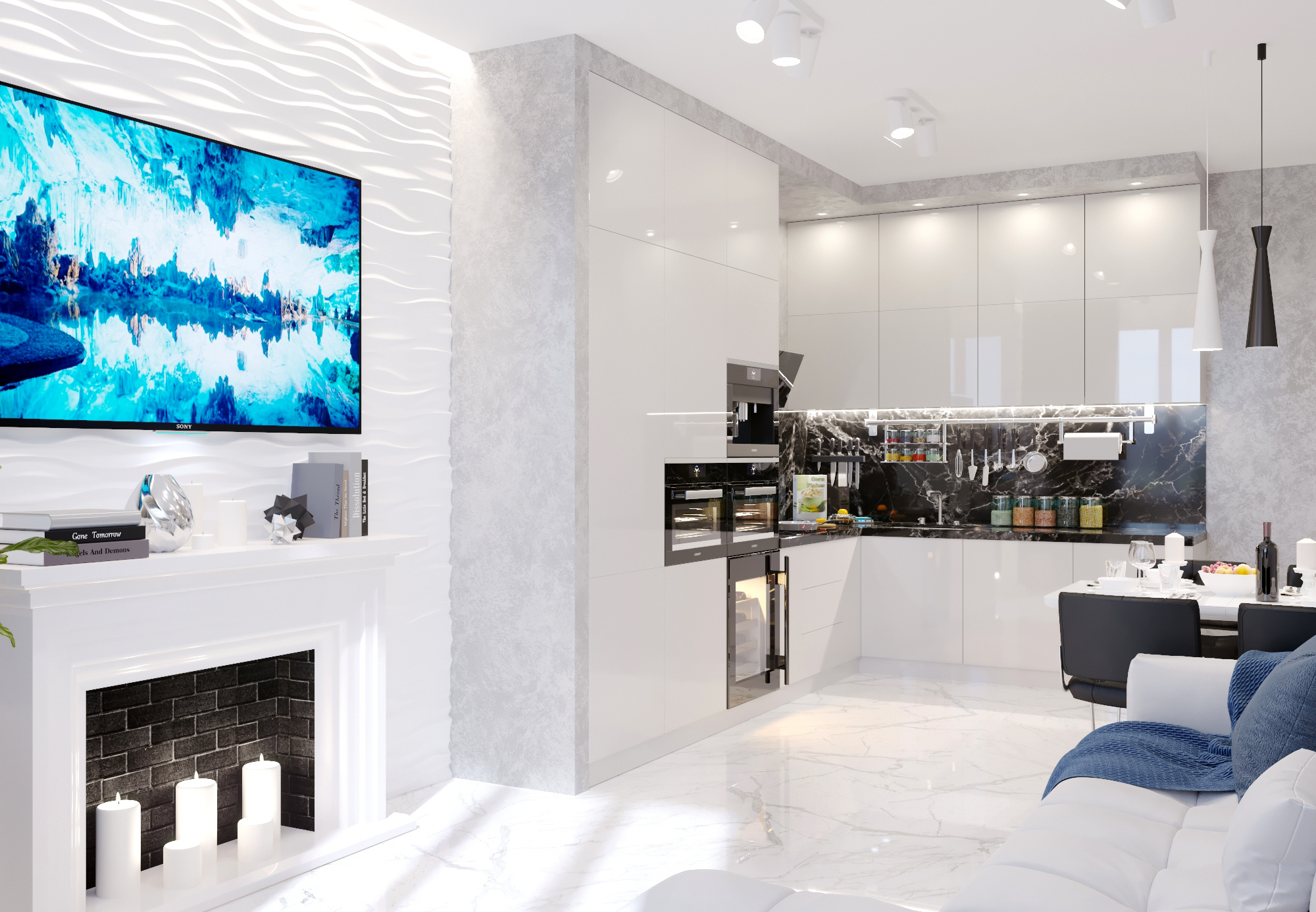 Гостиная — кухня. Intoo.ru — Дизайн интерьера в Москве. Частный дизайнер Роман Королев