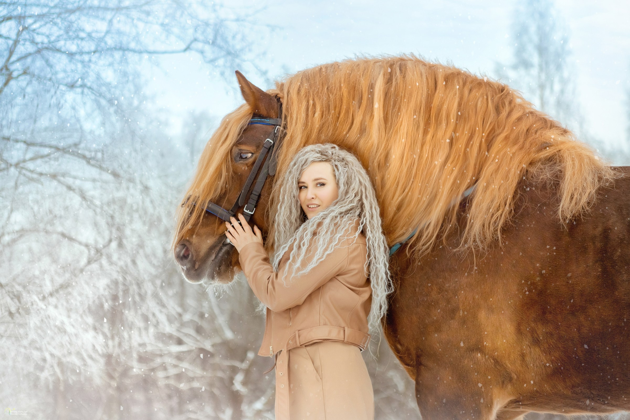 Фотосессии с лошадьми зимой. Фотограф женский и мужской портрет Санкт-Петербург