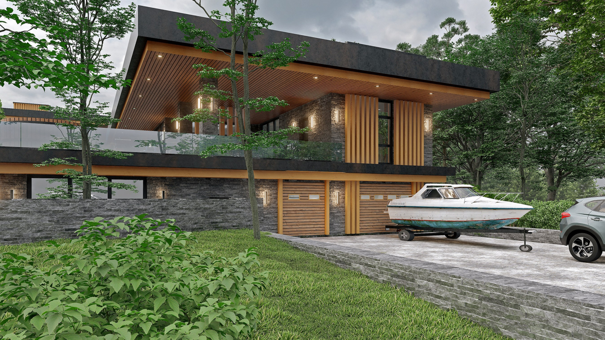 Банный комплекс с гаражом и бассейном в Твери. Архитектор Касаткин и Партнёры