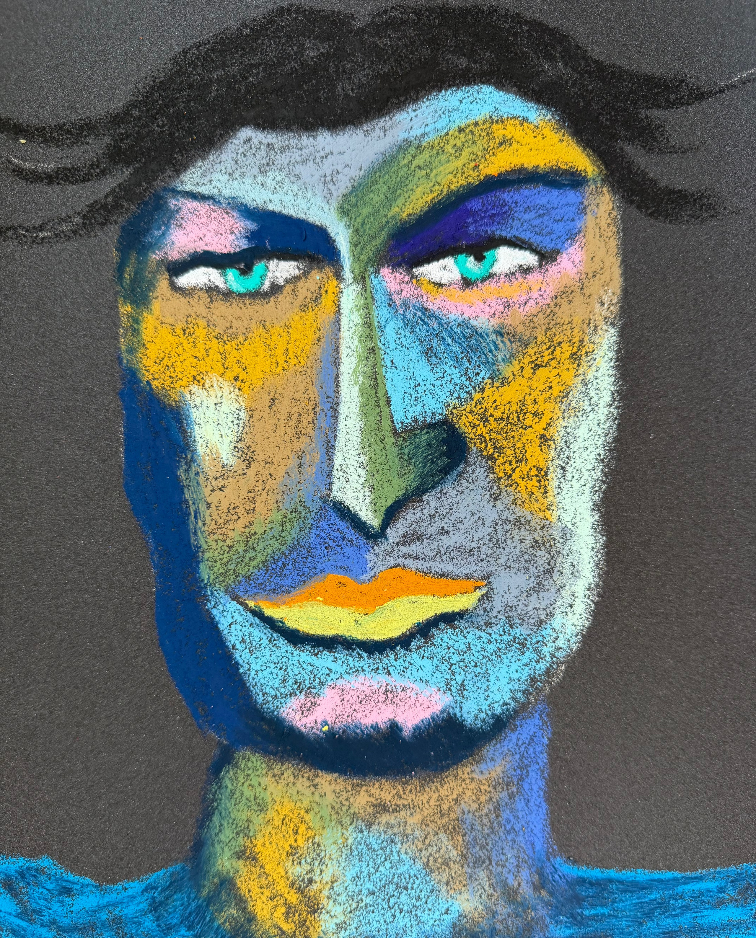 Frankenstein, Oil pastel, sandpaper.11 x9 in