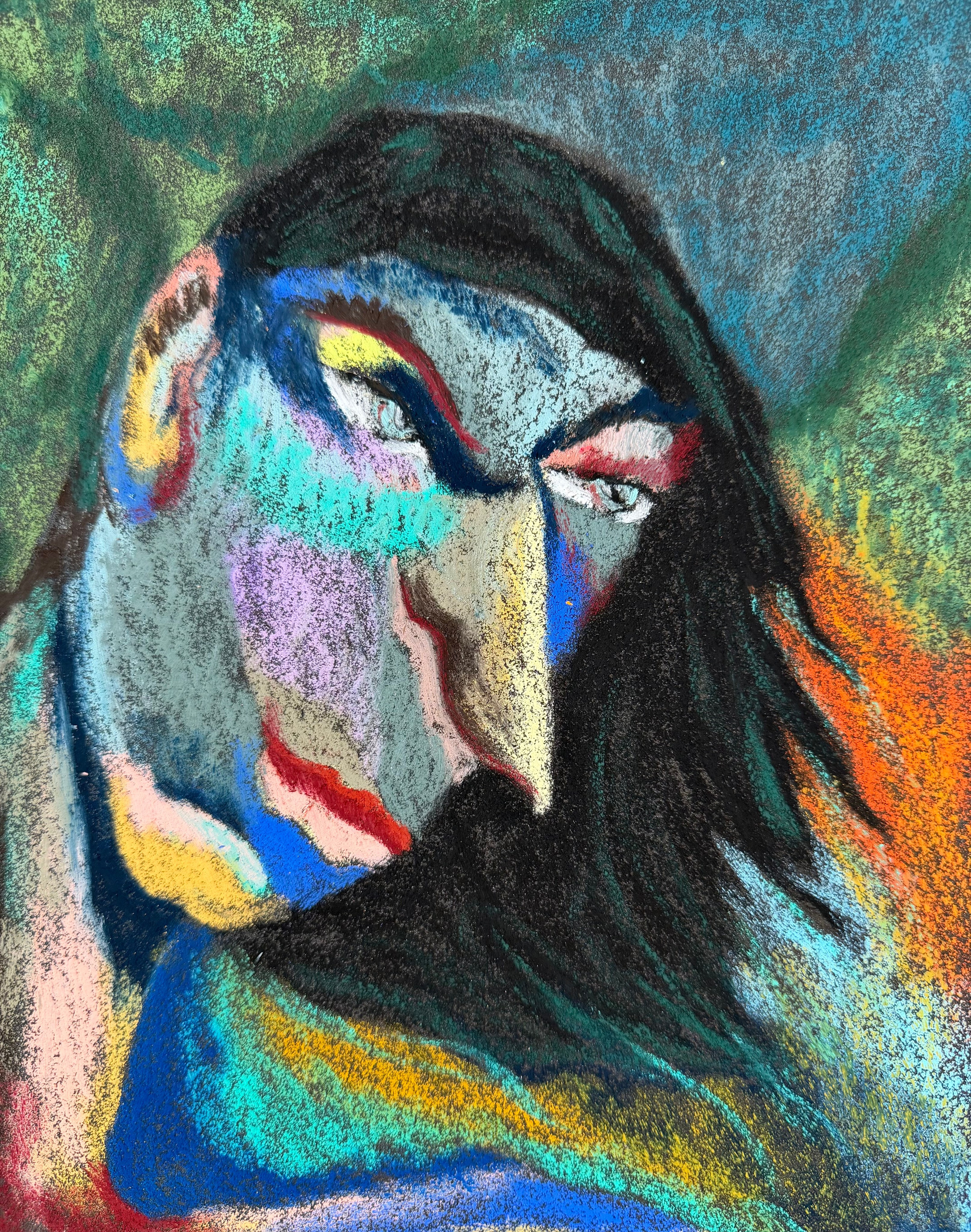 Taken by the Wind , oil pastel on sandpaper, 11 x 9 in