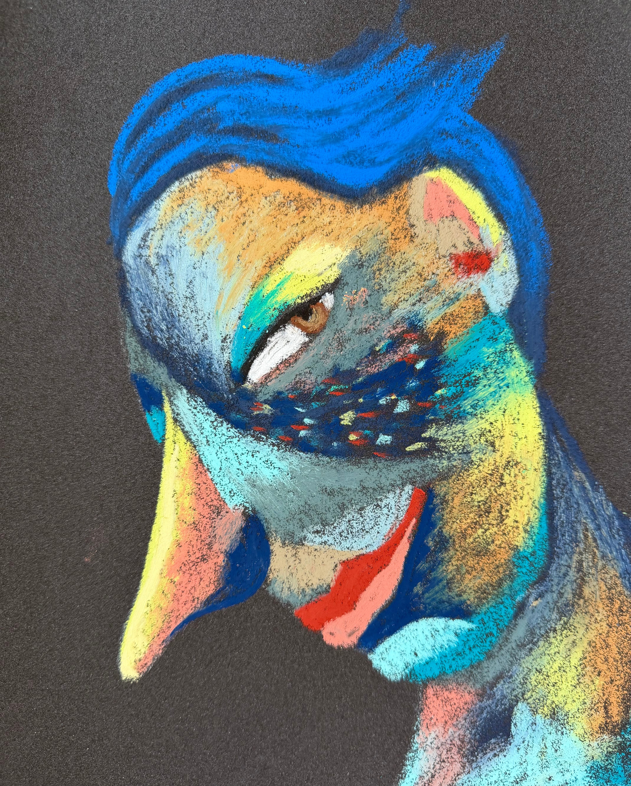 Director. Oil pastel, sandpaper.11 x9 in