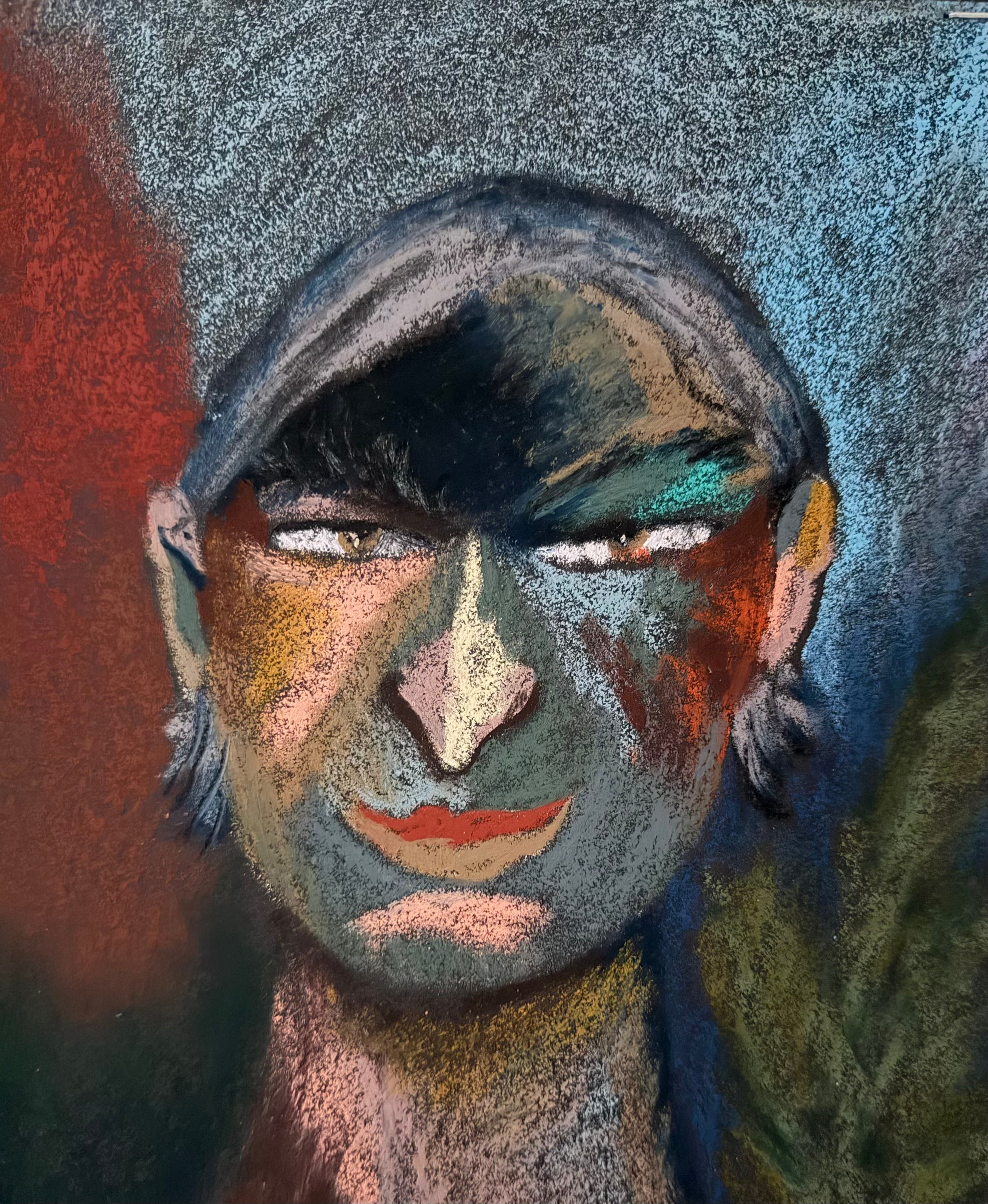 Sherpa, oil pastel on sandpaper, 11 x 9 in