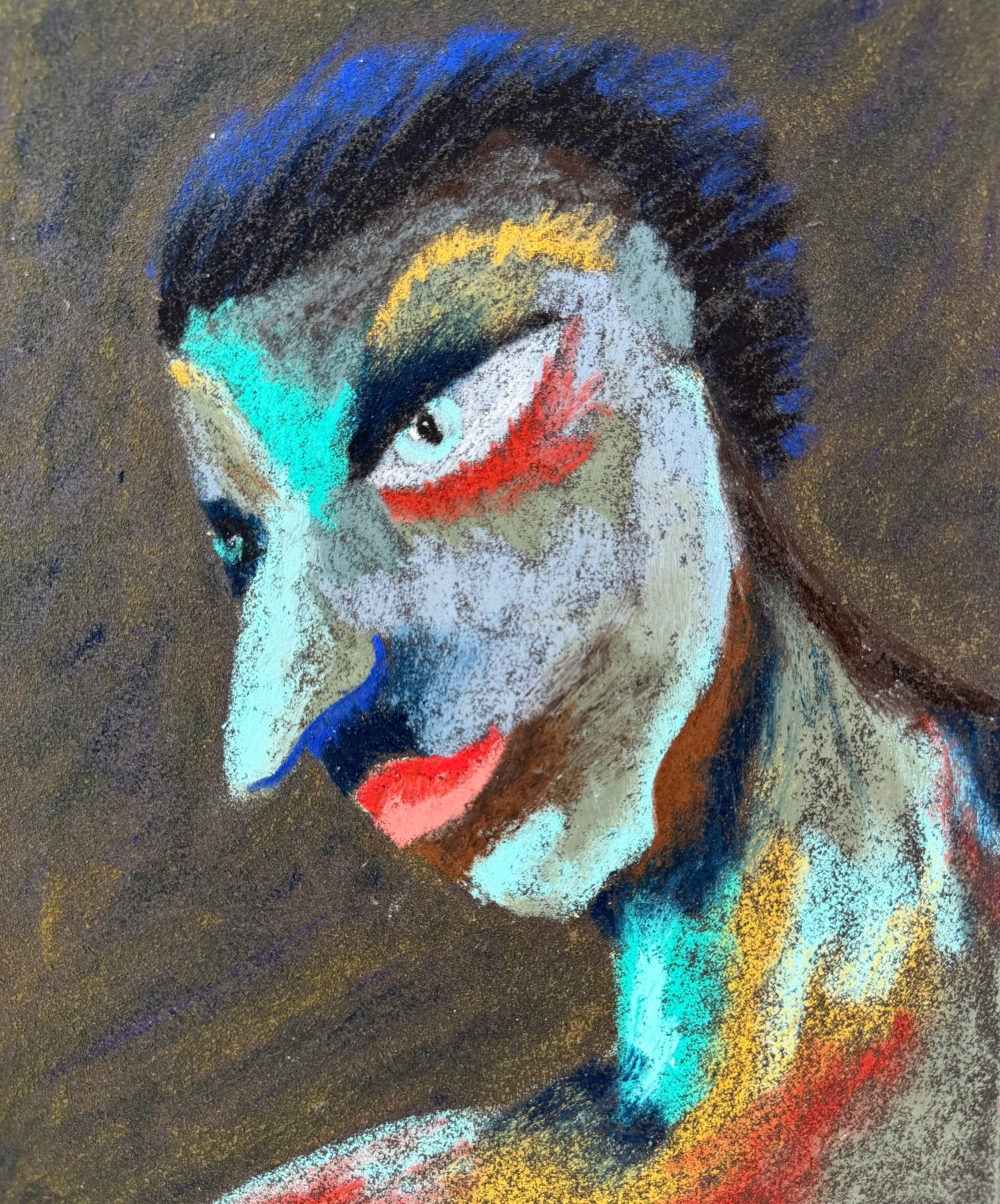 Sleepwalker , oil pastel on sandpaper, 11 x 9 in