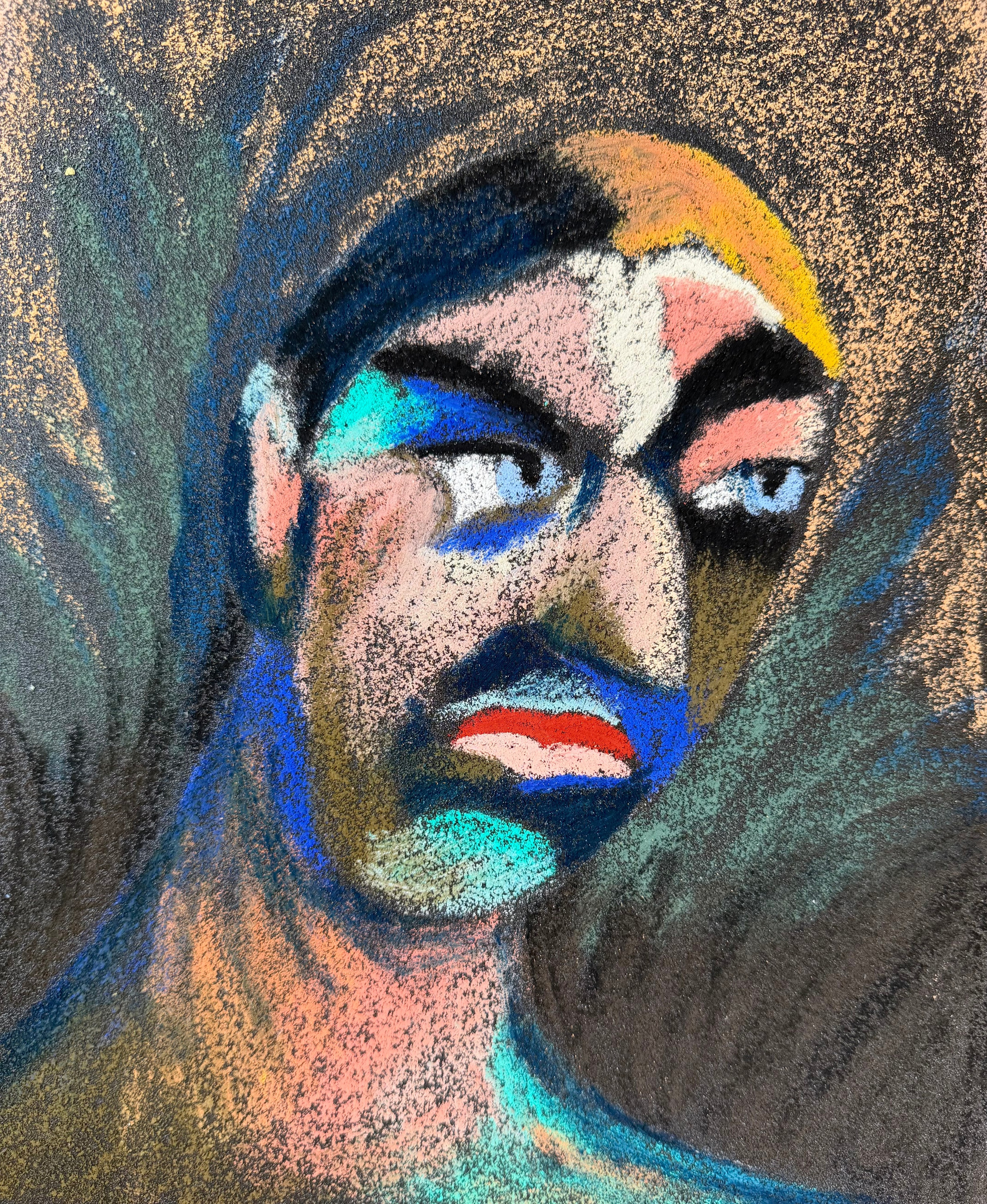  Savage, oil pastel on sandpaper, 11 x 9 in