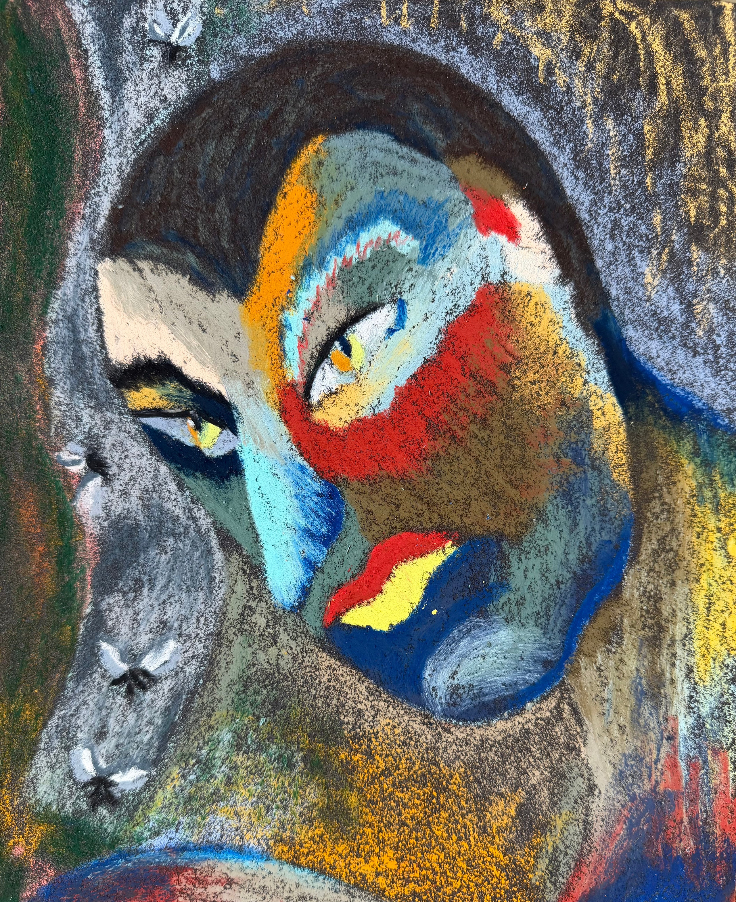  Traitor, oil pastel on sandpaper, 11 x 9 in