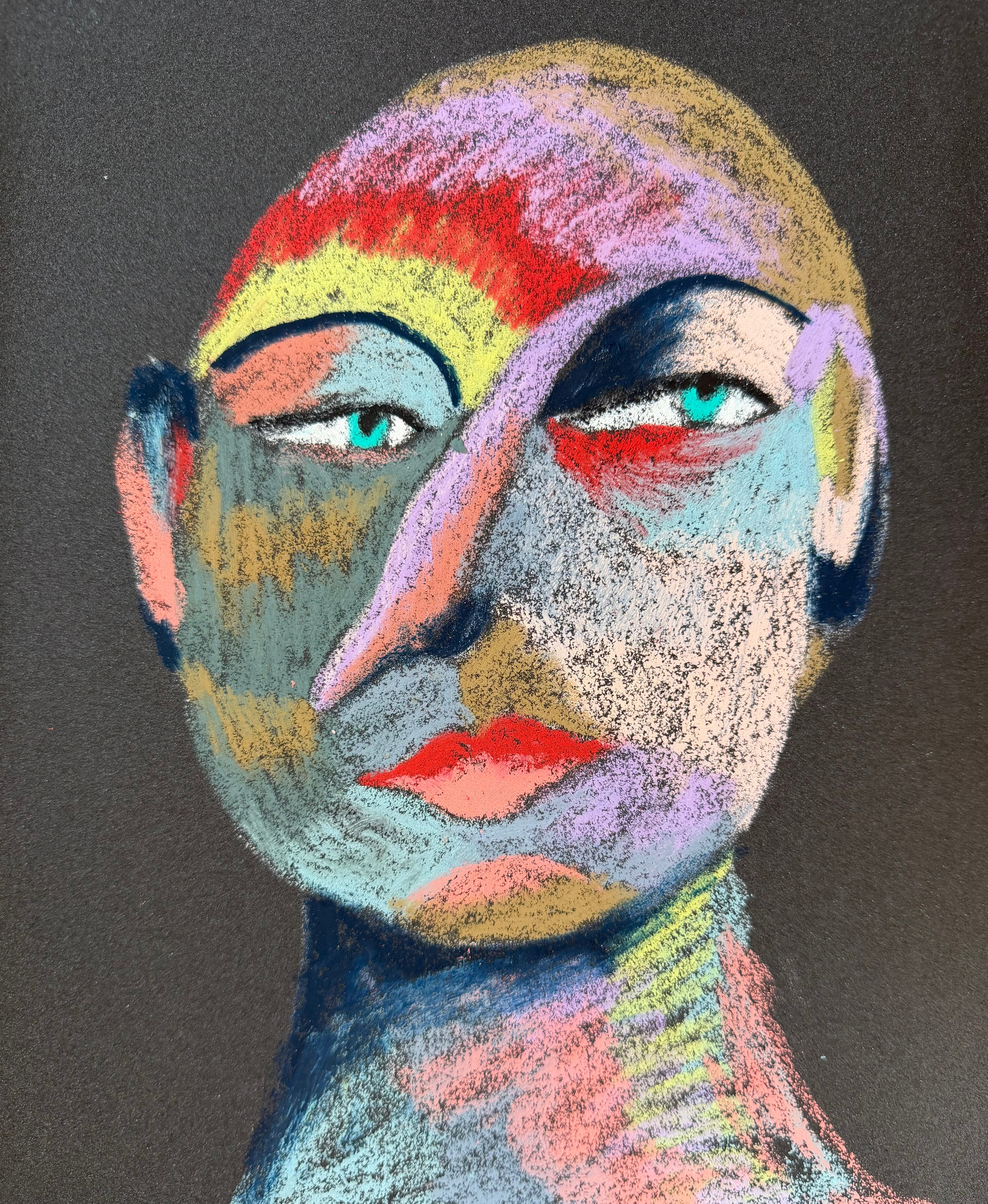 Worker. Oil pastel, sandpaper.11 x9 in