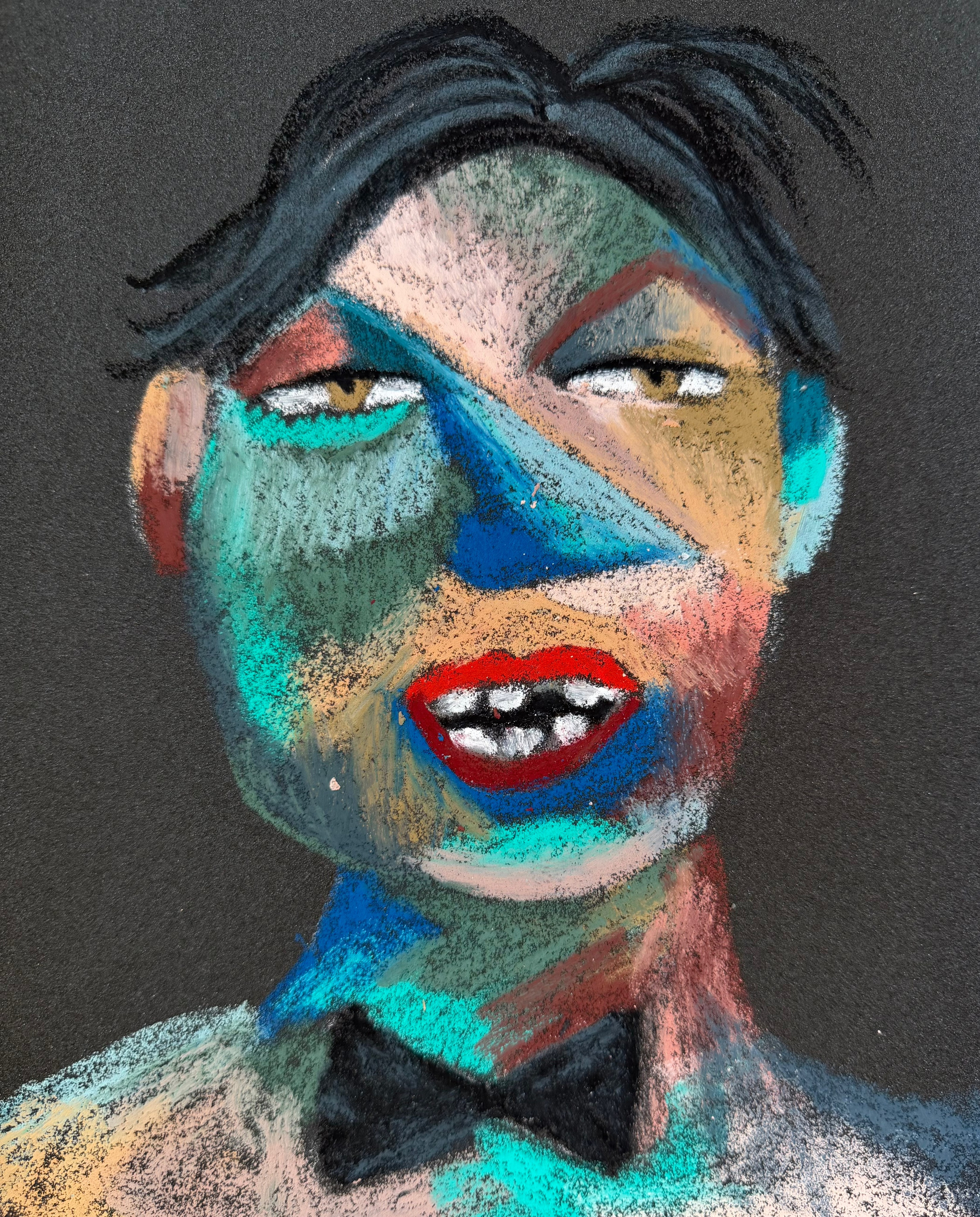 Are you ok? yes, I am. Oil pastel, sandpaper.11 x9 in
