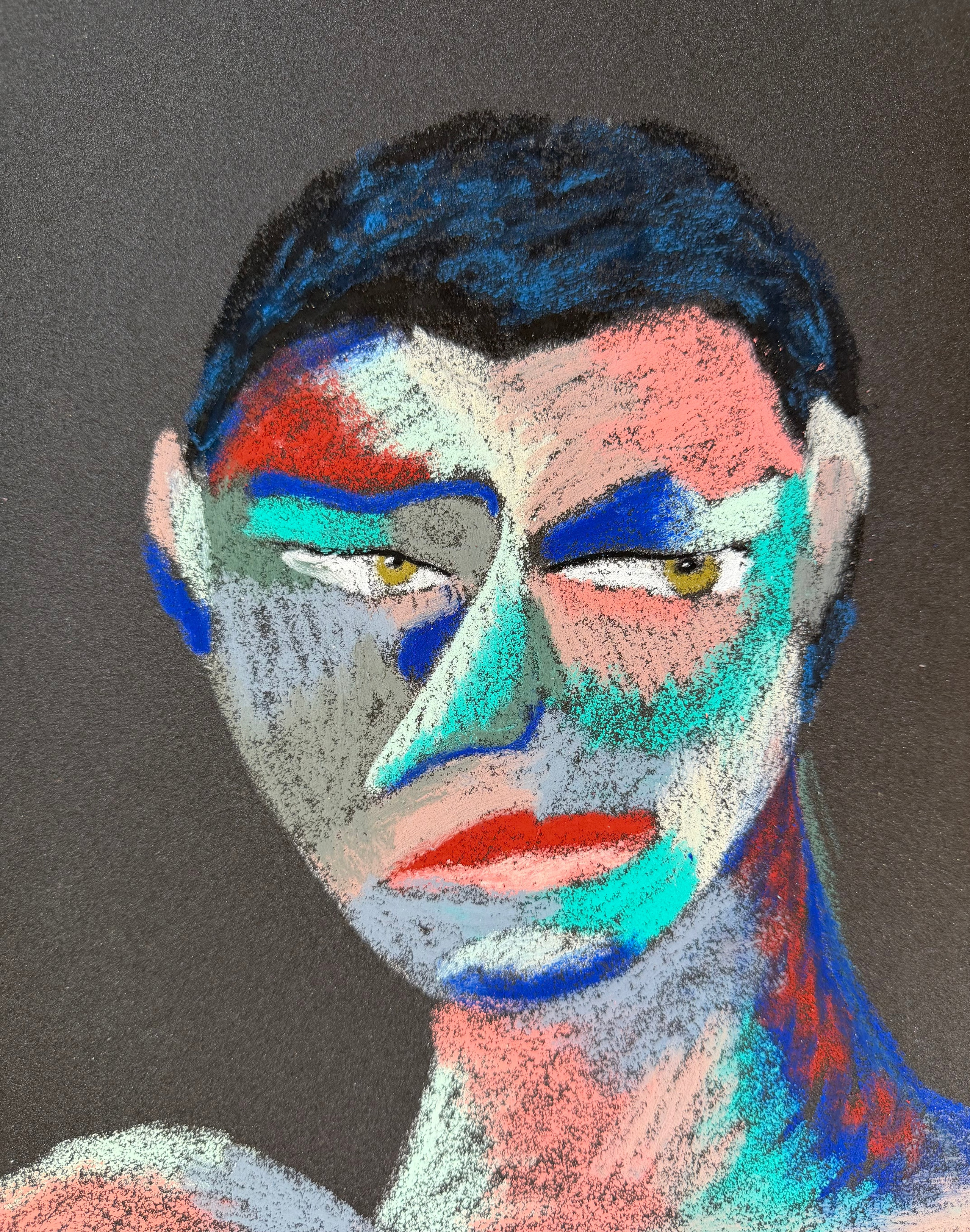 Sadness/ not real freedom. Oil pastel, sandpaper.11 x9 in