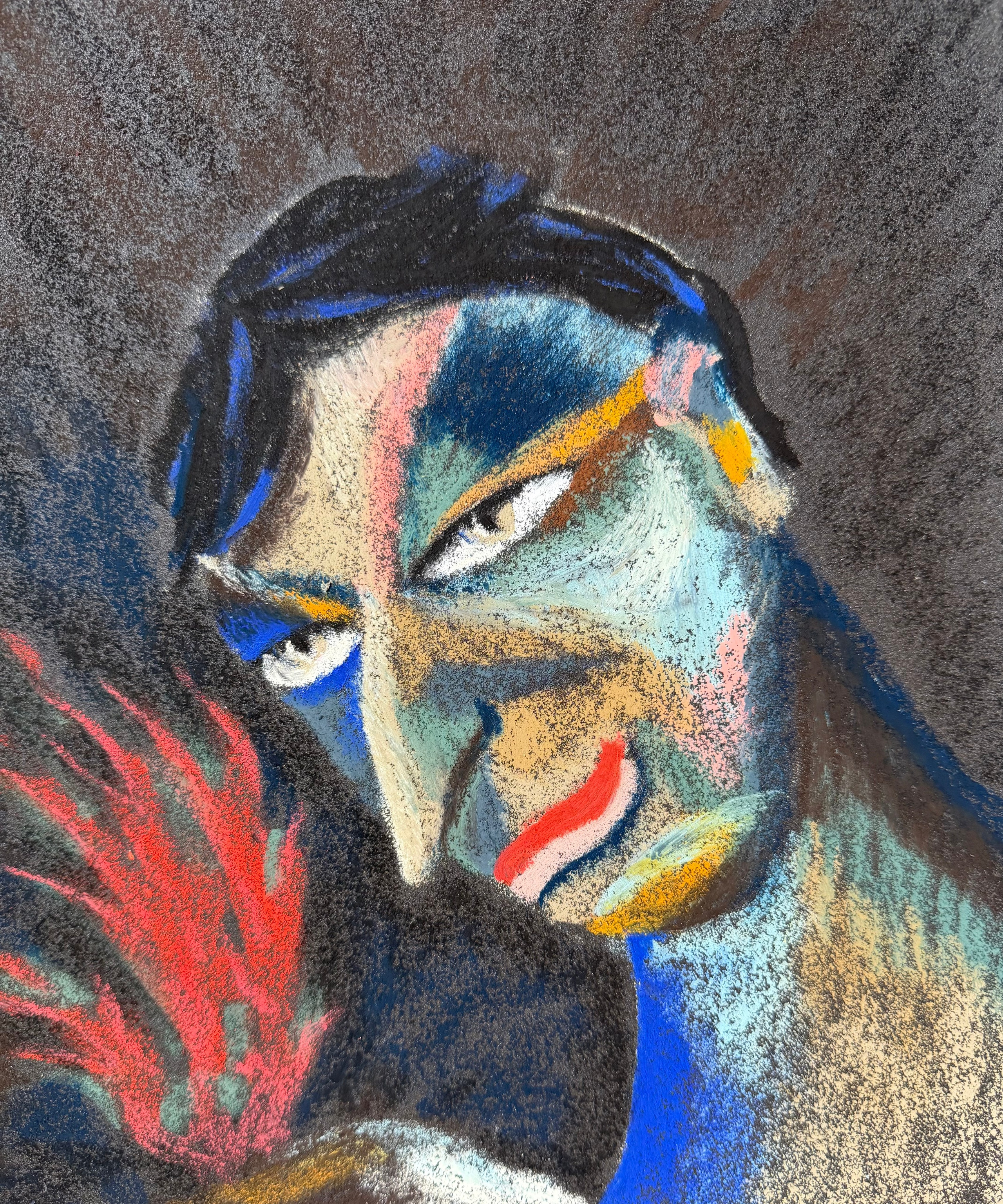 Oceanologist , oil pastel on sandpaper, 11 x 9 in