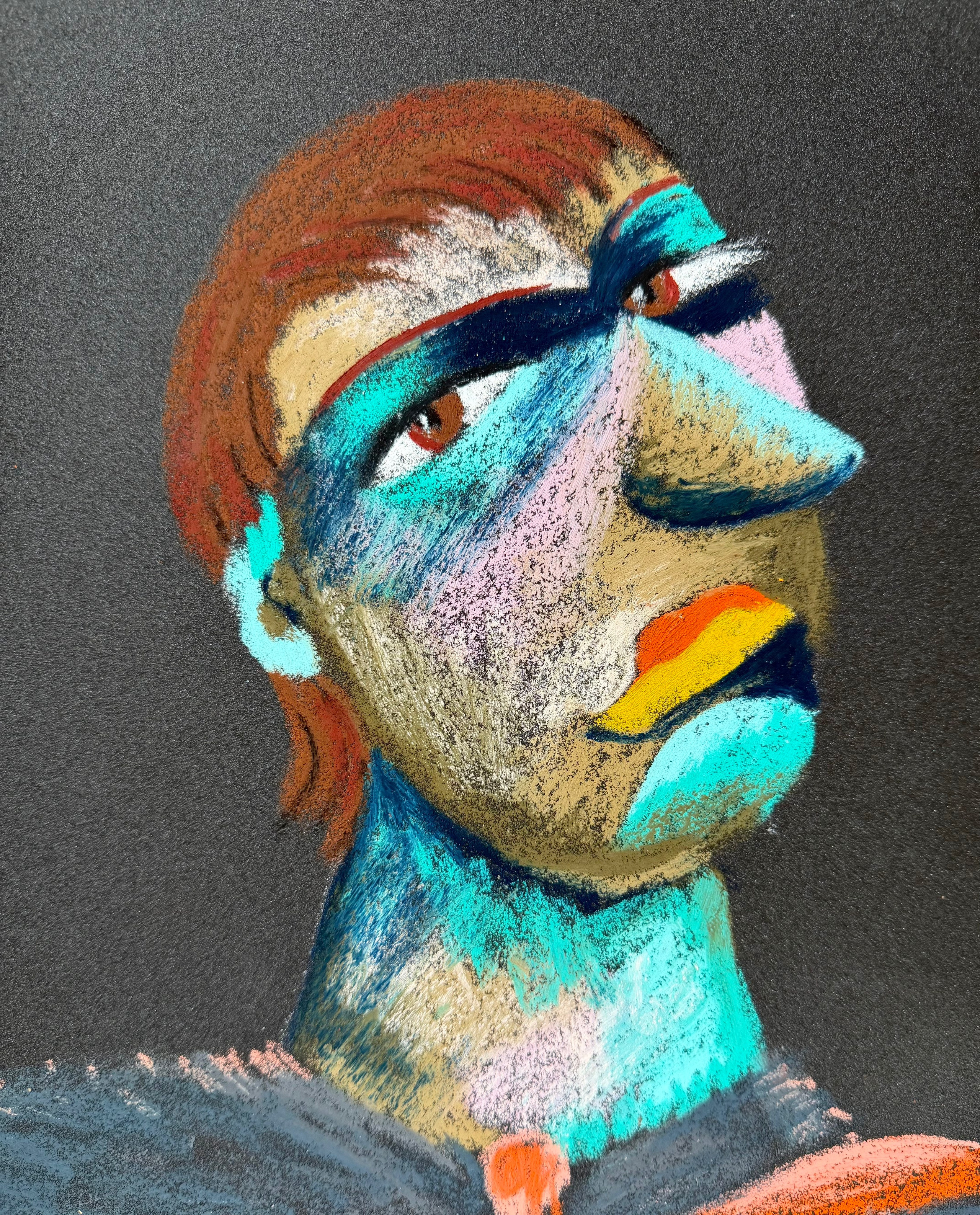 Riley. Oil pastel, sandpaper.11 x9 in