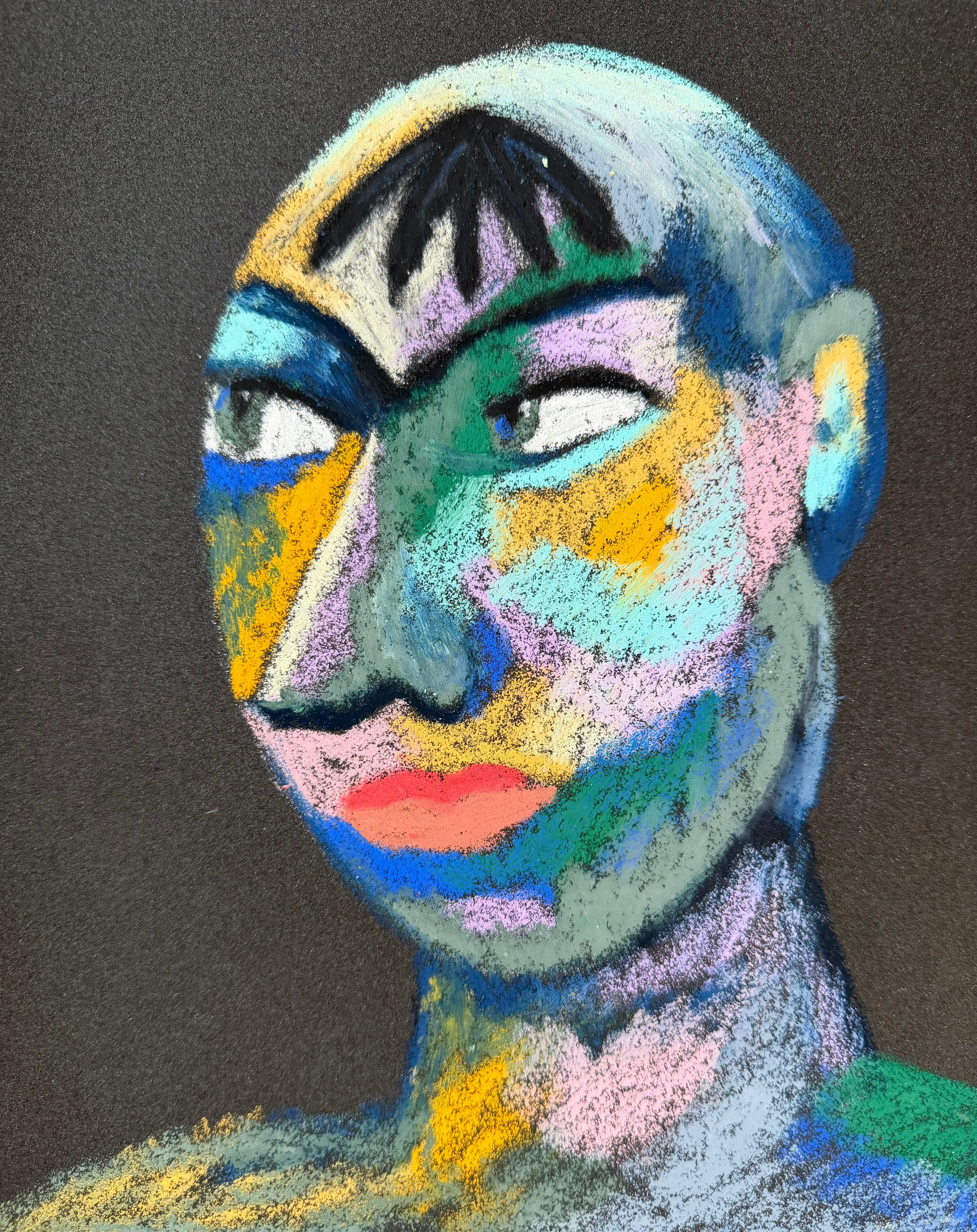 Thug. Oil pastel, sandpaper.11 x9 in