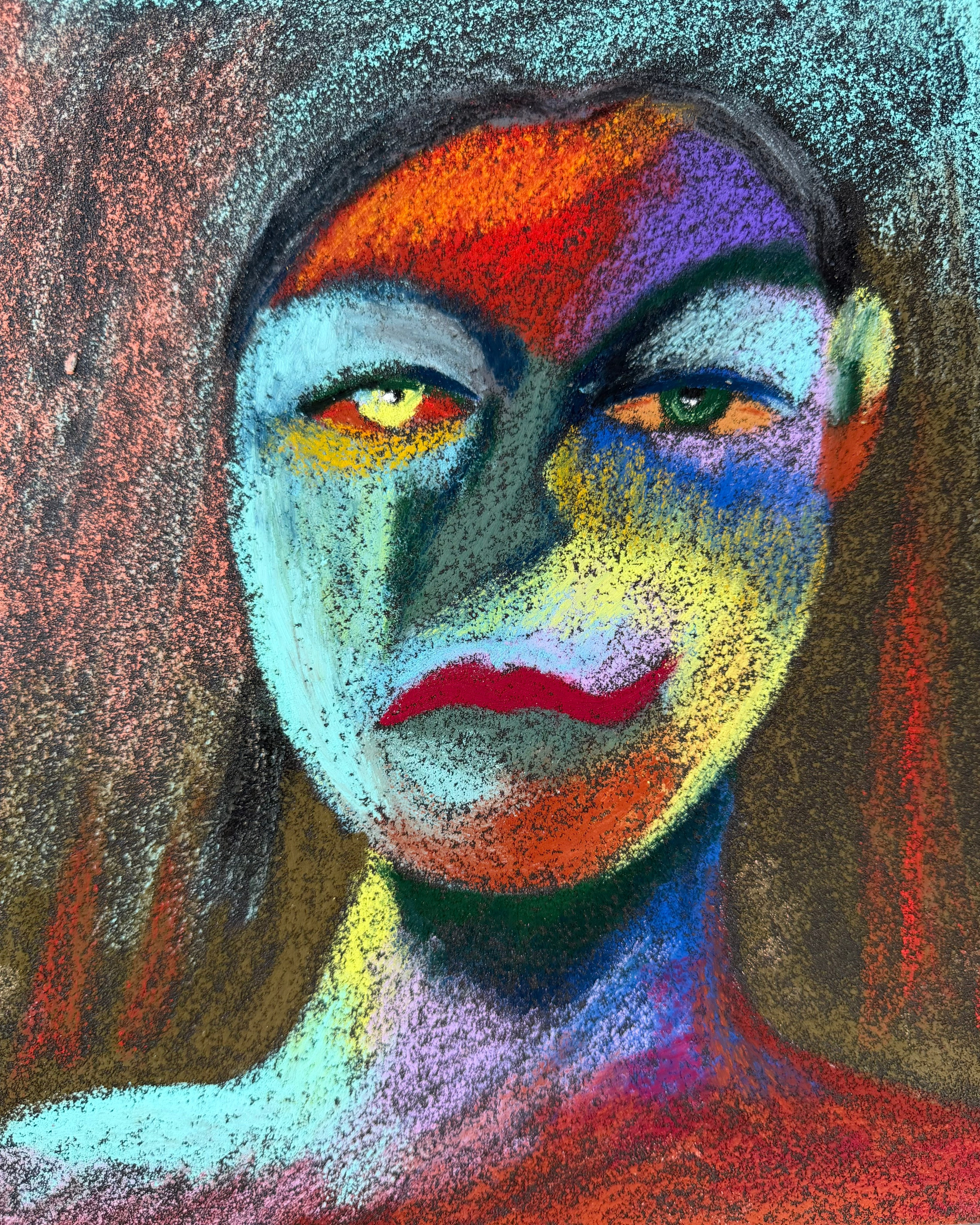Sick , oil pastel on sandpaper, 11 x 9 in