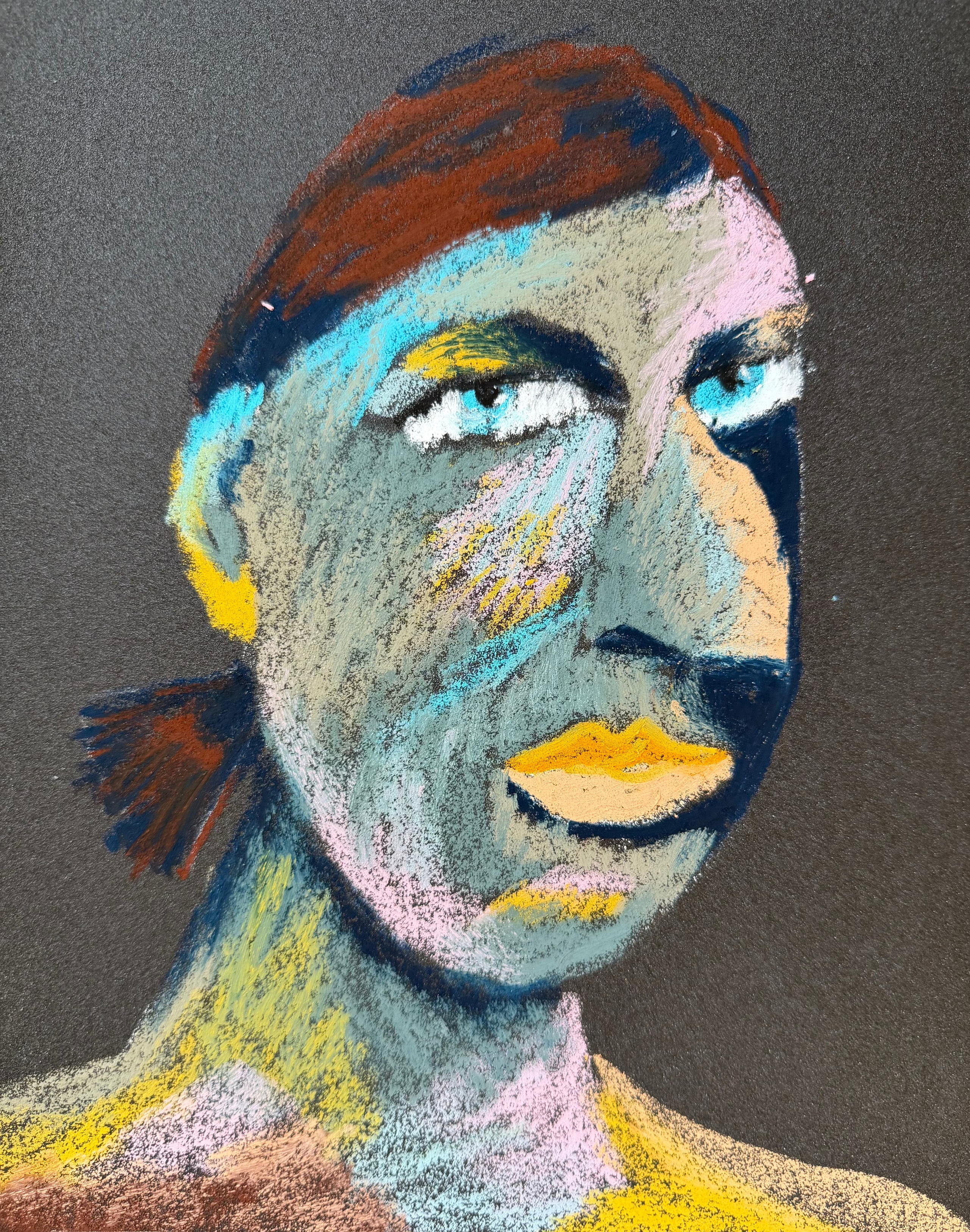 Where am I ? Oil pastel, sandpaper.11 x9 in