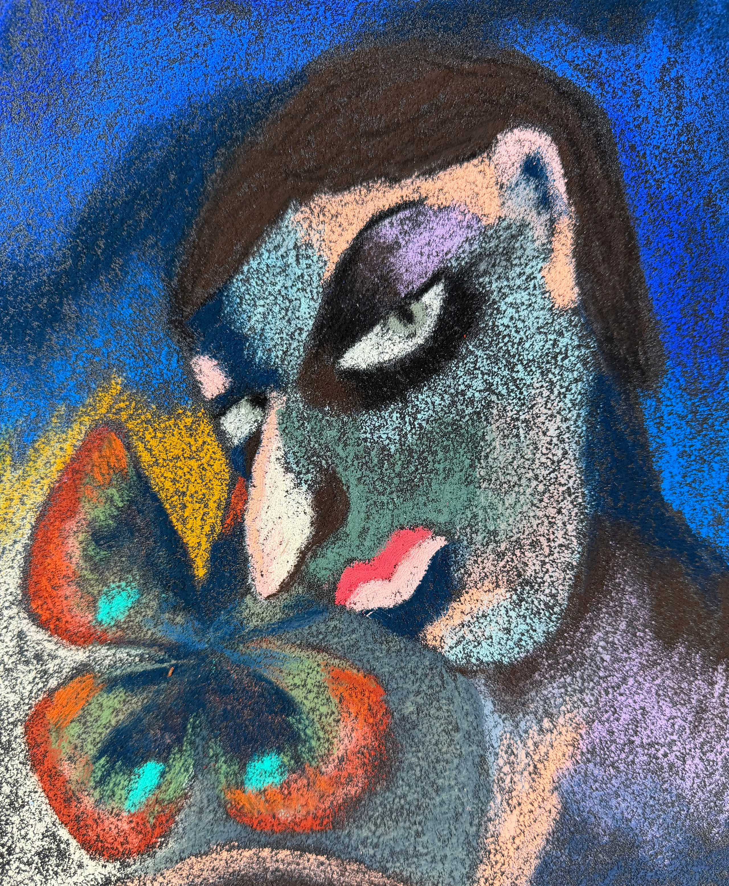  Little friend, oil pastel on sandpaper, 11 x 9 in